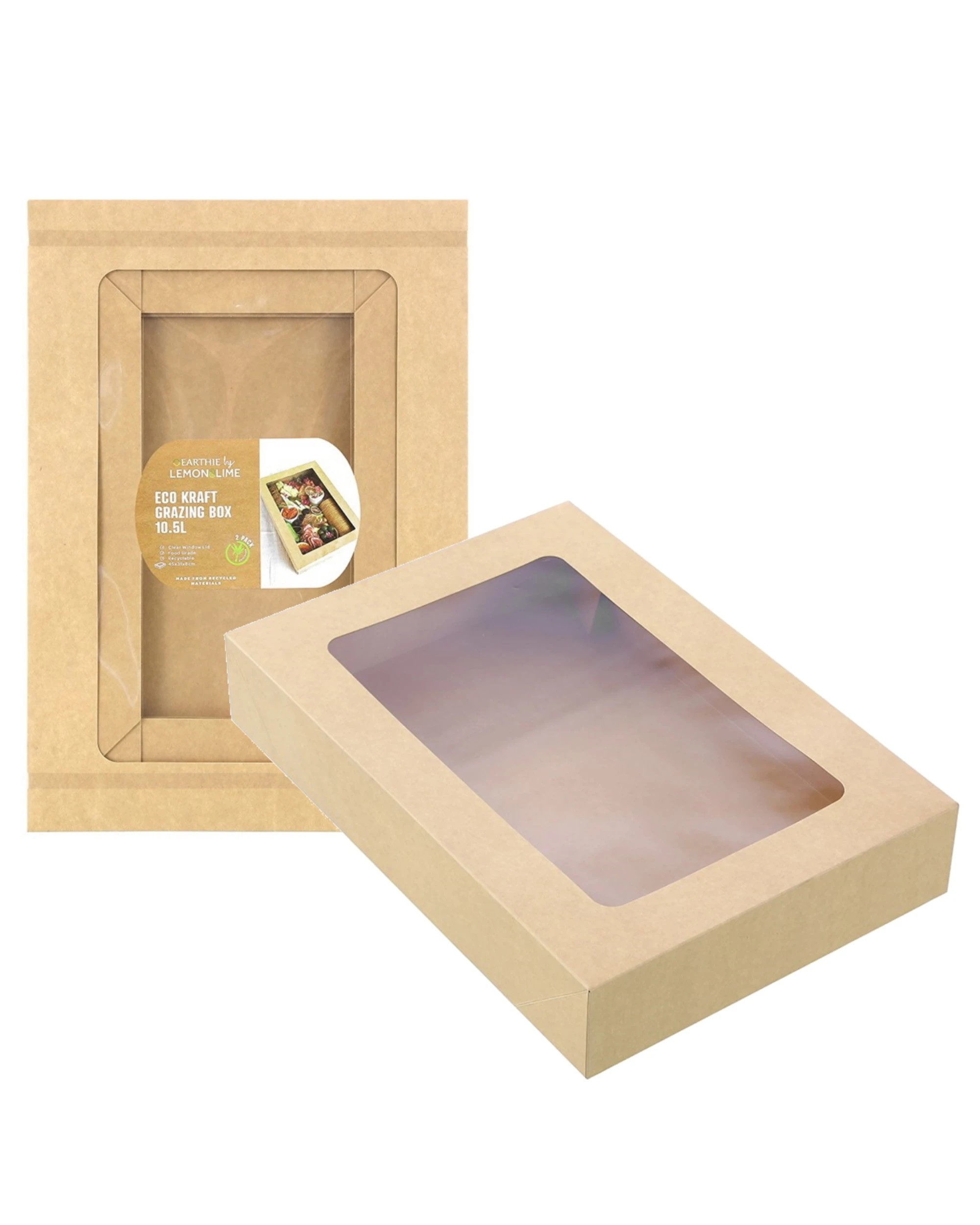 1 Lemon & Lime Lemon & Lime Eco Kraft Grazing Boxes with Lids 45cm x 31cm x 8cm Pack of 2, 1 of 4