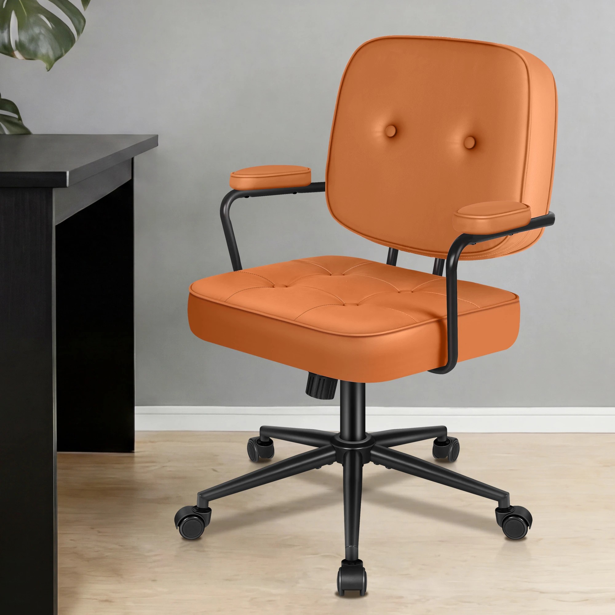 4 Alfordson Office Chair Ergonomic Executive Computer Work Seat PU Leather - Brown, 4 of 10