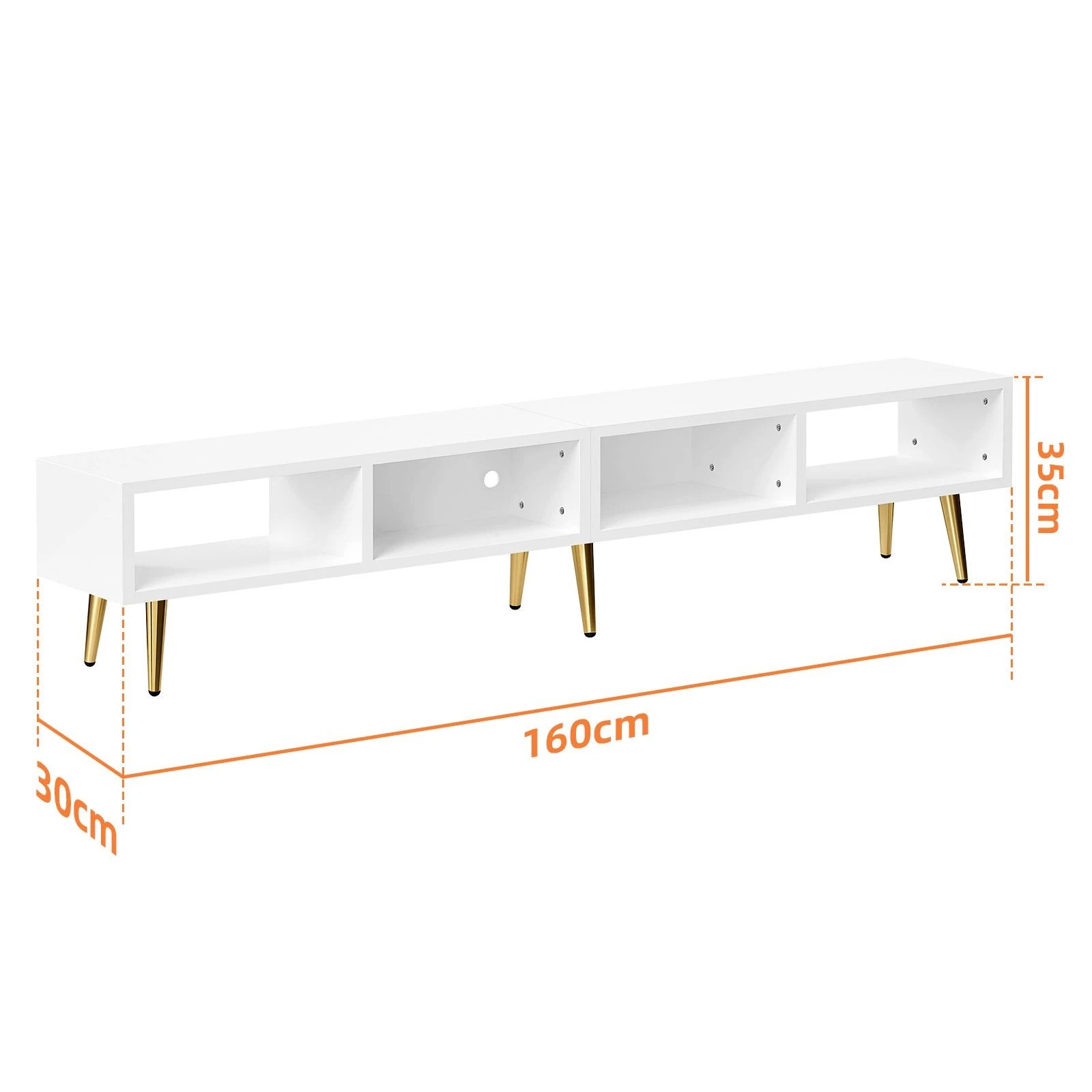 LUXSUITE 160cm TV Unit Lowline Entertainment Centre Cabinet with 4 Open ...