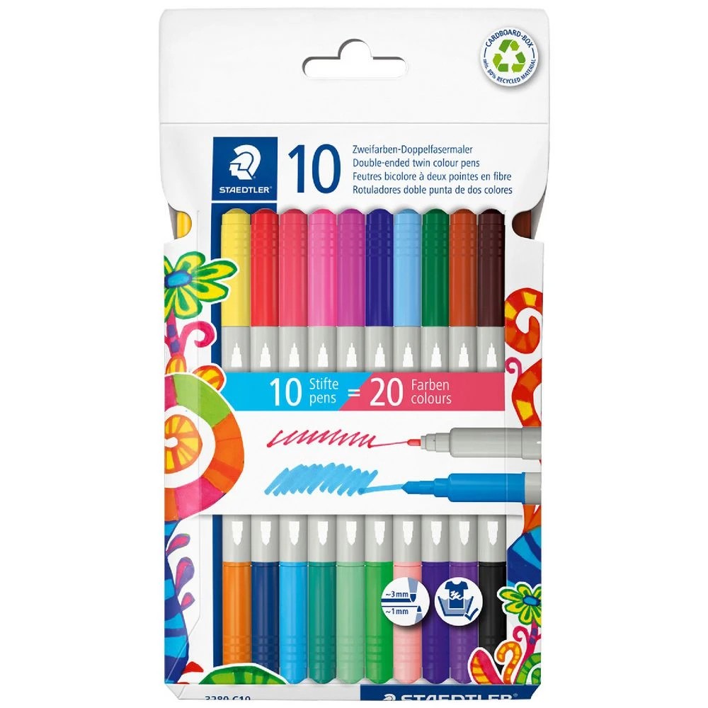 1 Staedtler Twin Tips Fibre Tip Pens 10 Pack, 1 of 10