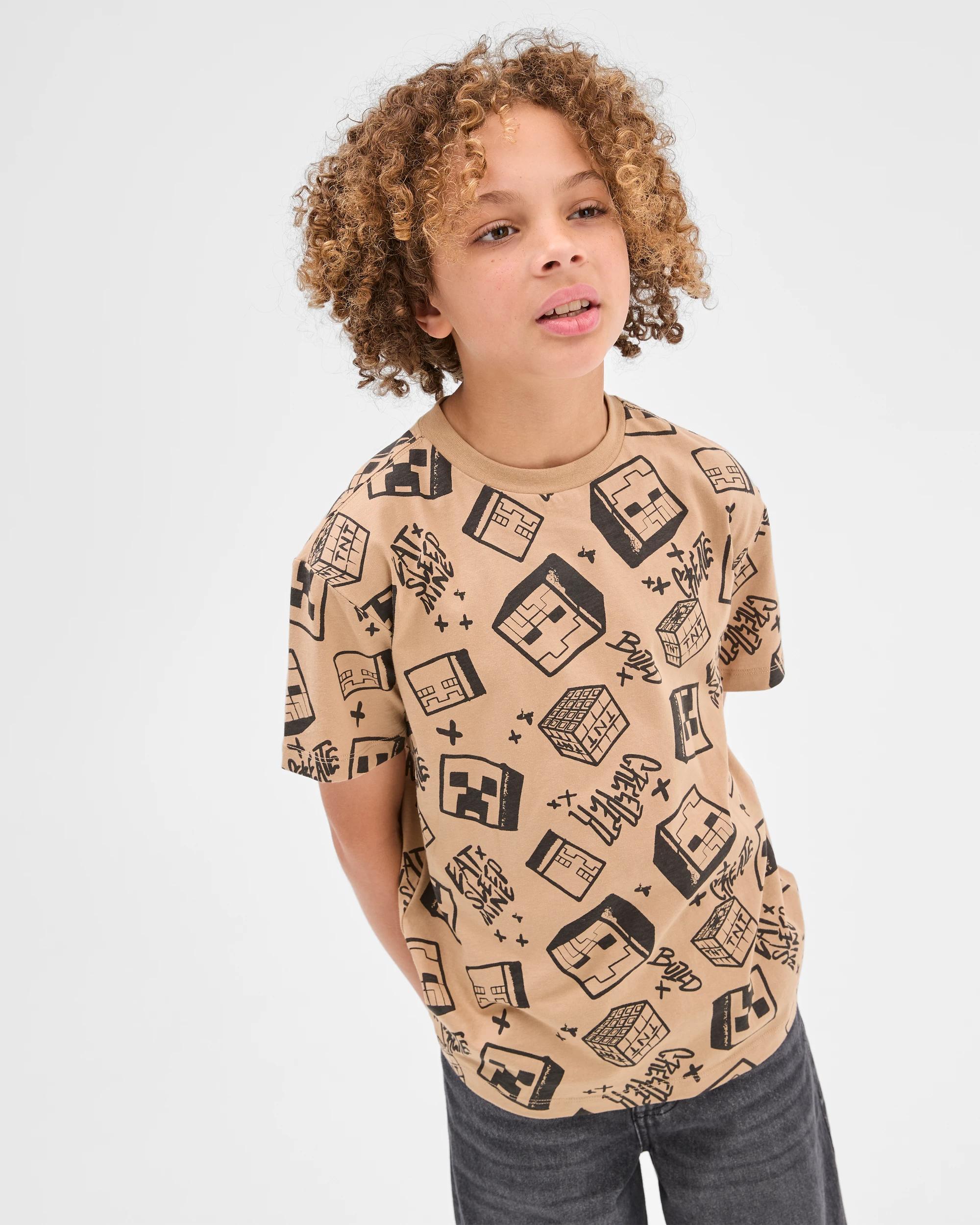 1 Australian Cotton Oversize Minecraft T-Shirt BROWN, 1 of 5