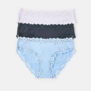 3 Pack Cotton Lace Bikini Briefs