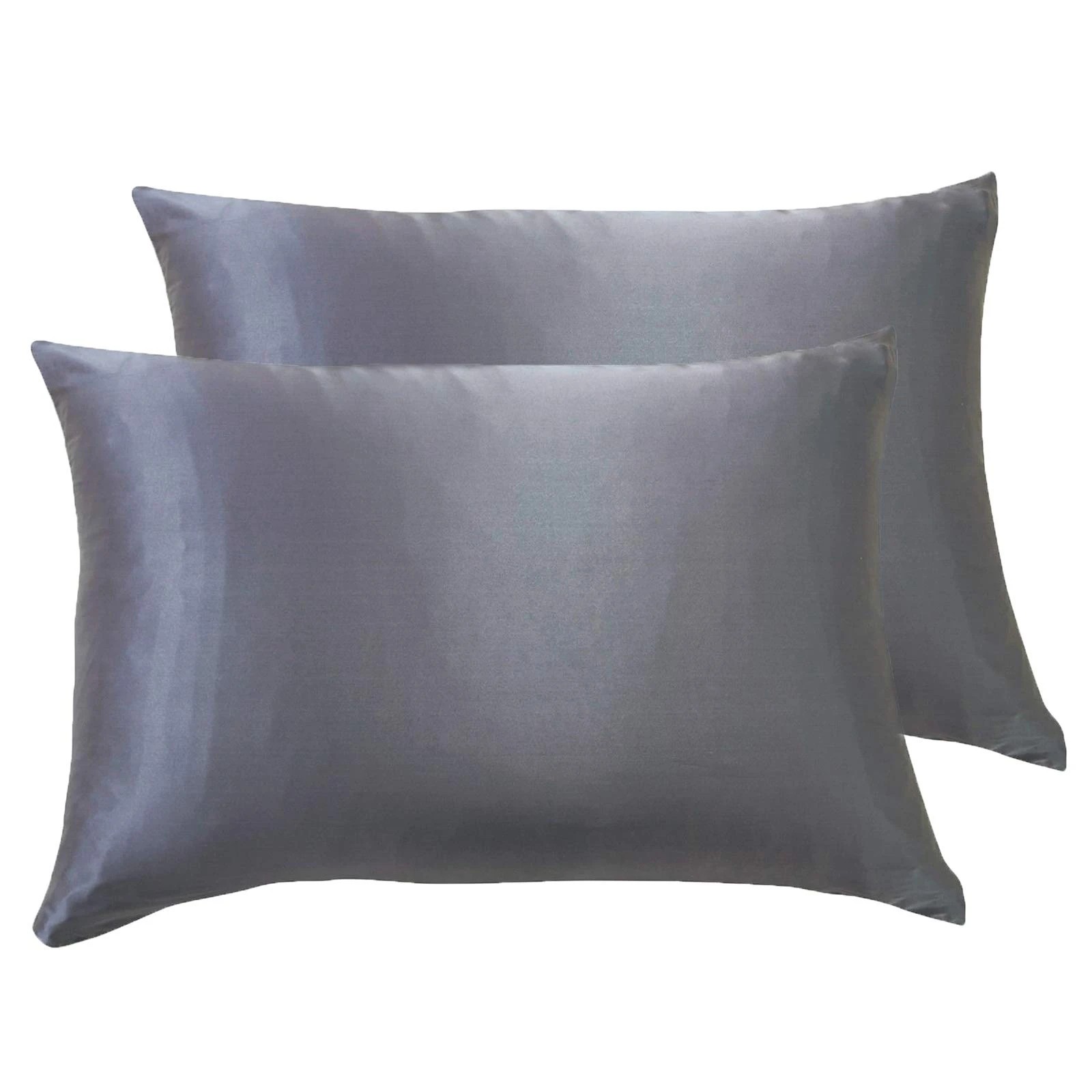 1 Gioia Casa 2-Pack Mulberry Silk Pillowcases Soft Hypoallergenic - Charcoal, 1 of 4