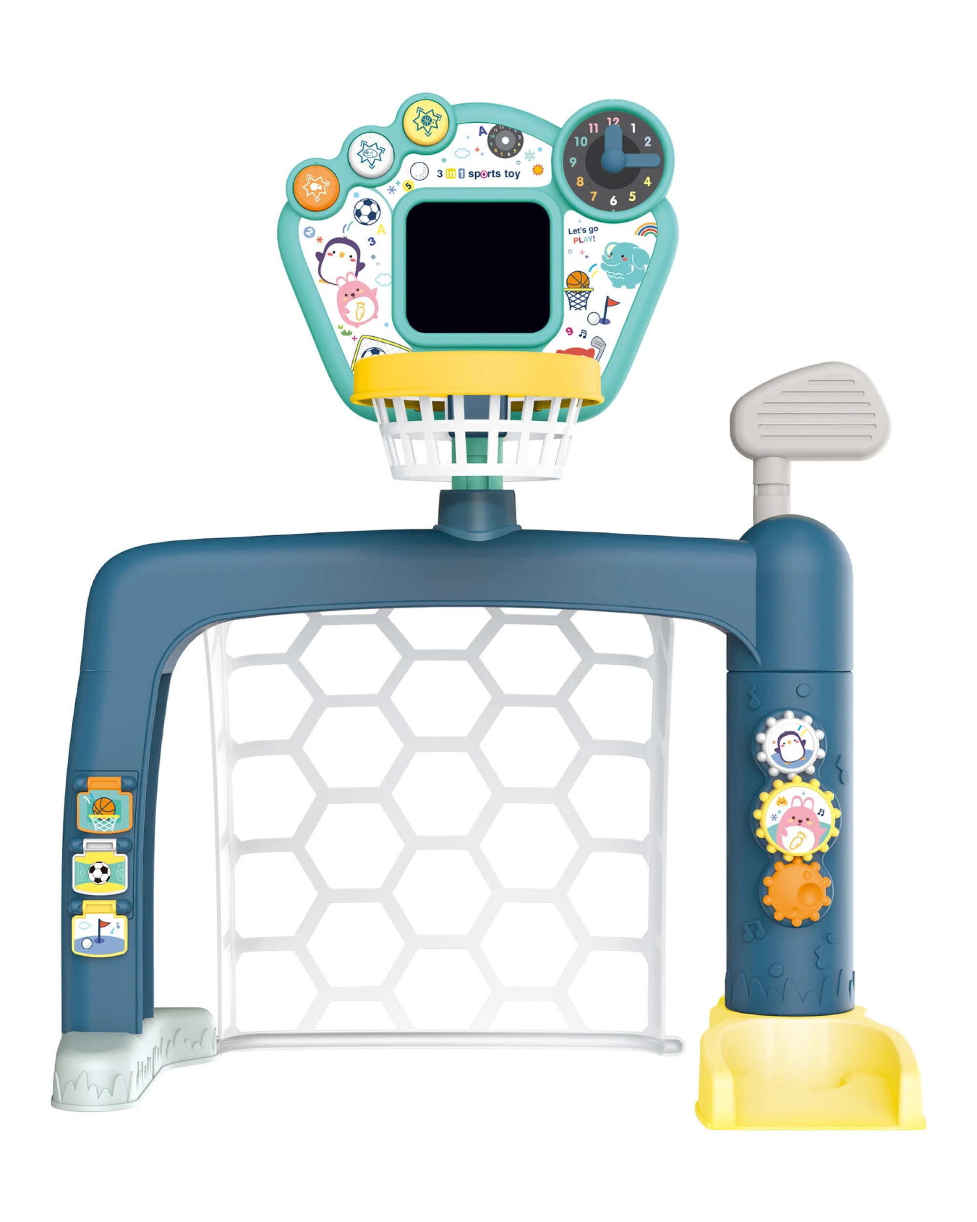 3 Gem Toys Sports World 3-in-1 Adjustable Indoor basketball, Soccer Goal, and Golf Set, 3 of 5