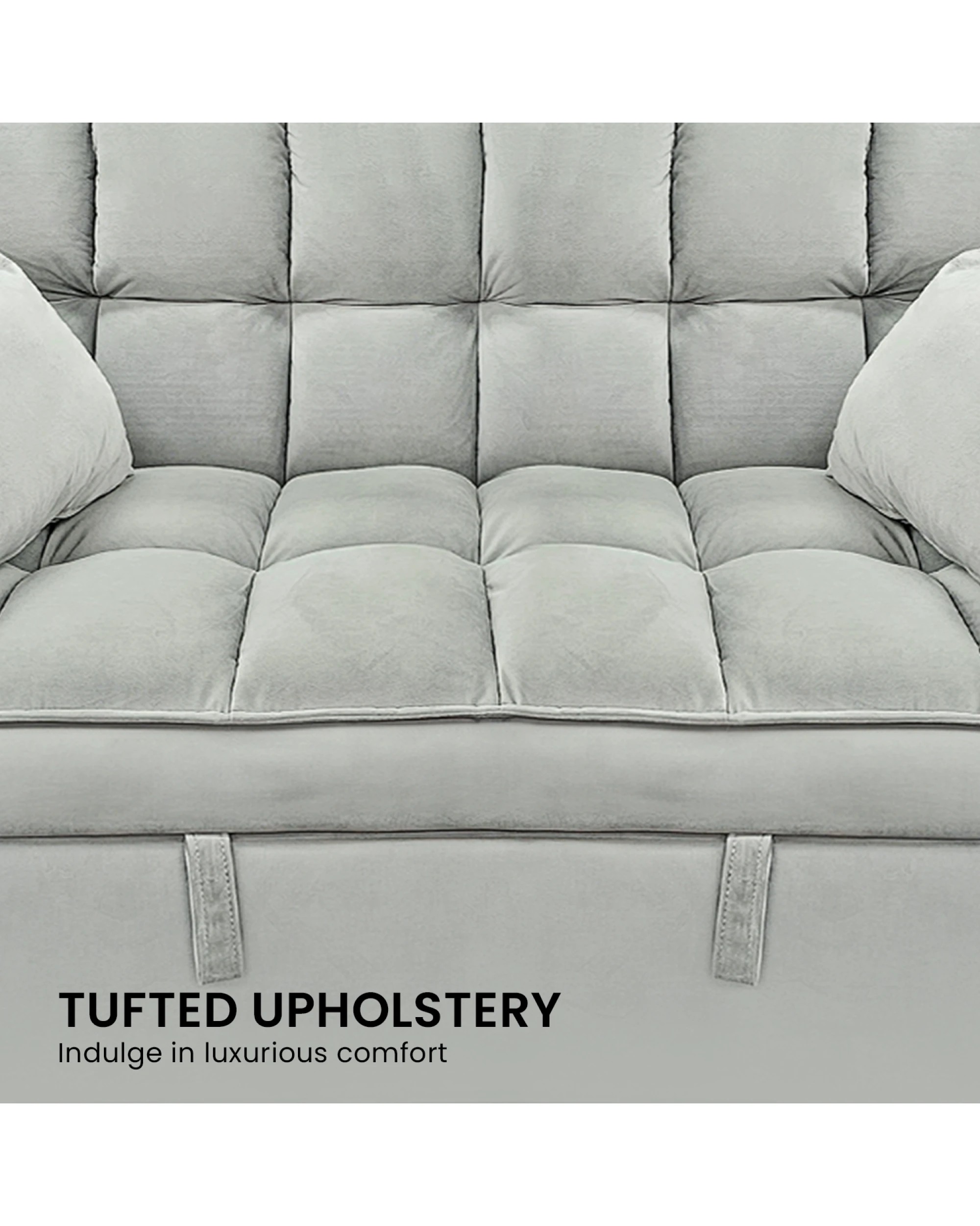 9 Sarantino Quincy 2-seater Velvet Sofa Bed In Light Grey With Wooden Frame And Tufted Design, 9 of 9