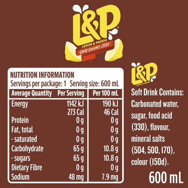 2 Lemon & Paeroa Good Lemony Stuff Drink 600ml, 2 of 2