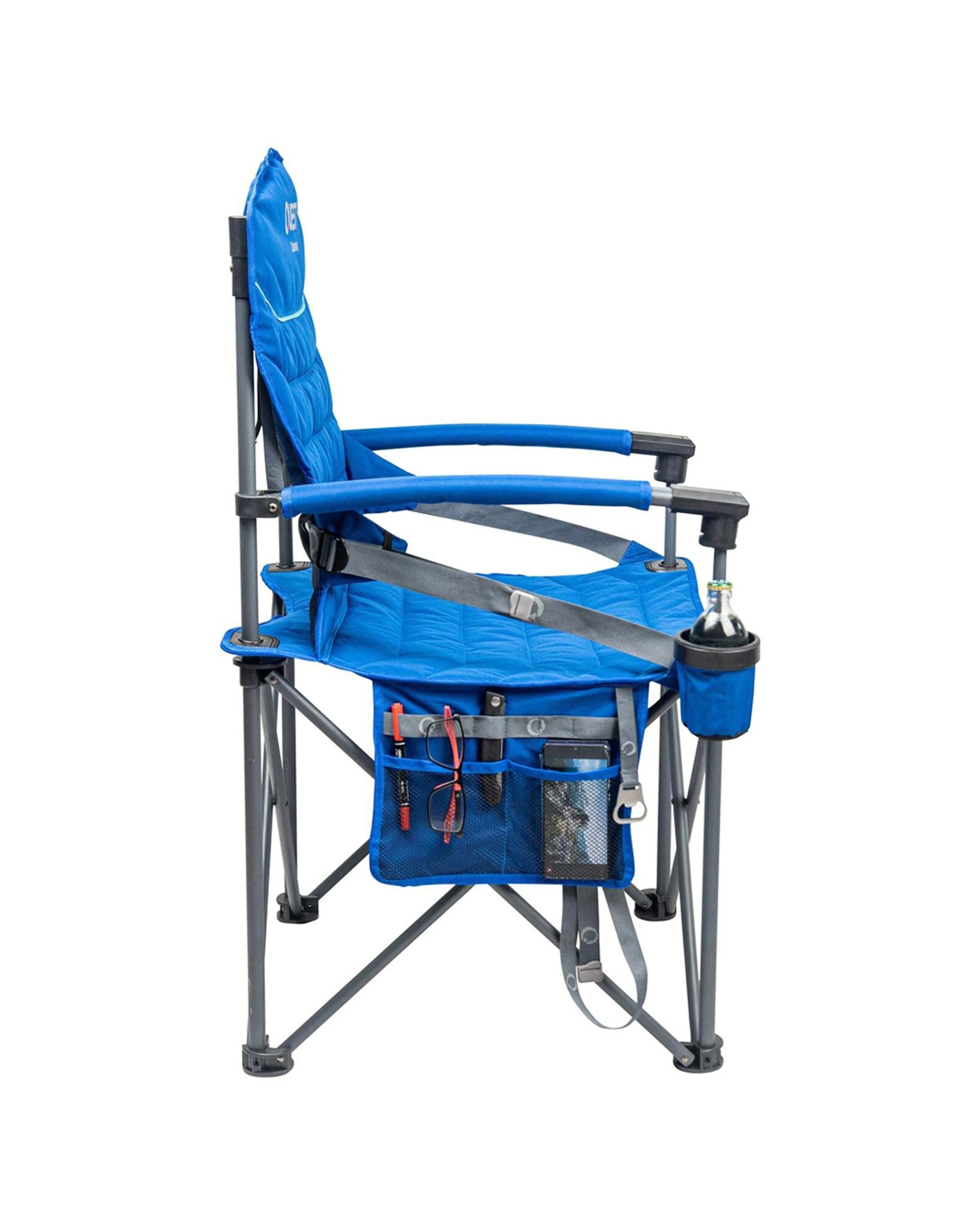 2 Quest Outdoors Castaway Hard Arm Camp Chair Adjustable Lumbar Support Cup Holder - Blue, 2 of 7