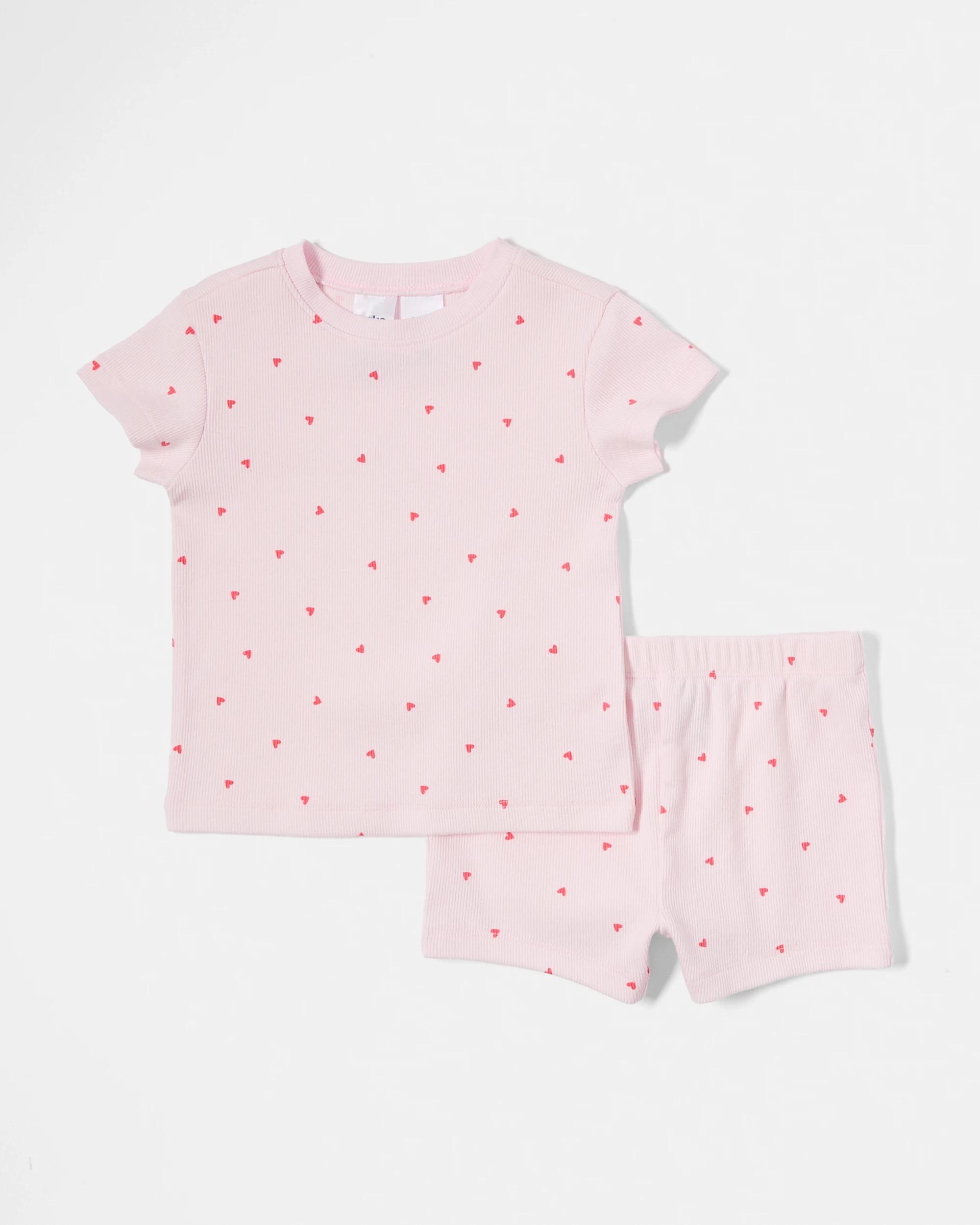 1 Short Sleeve Pyjama Set PINK HEARTS, 1 of 4