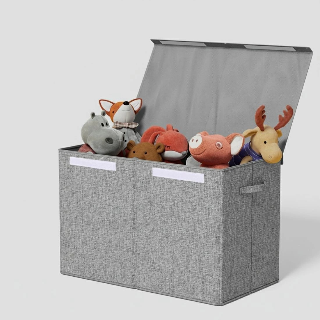 6 Keezi Large Toy Box Chest Storage with Flip-Top Lid Foldable Organizer Bins - Grey, 6 of 6