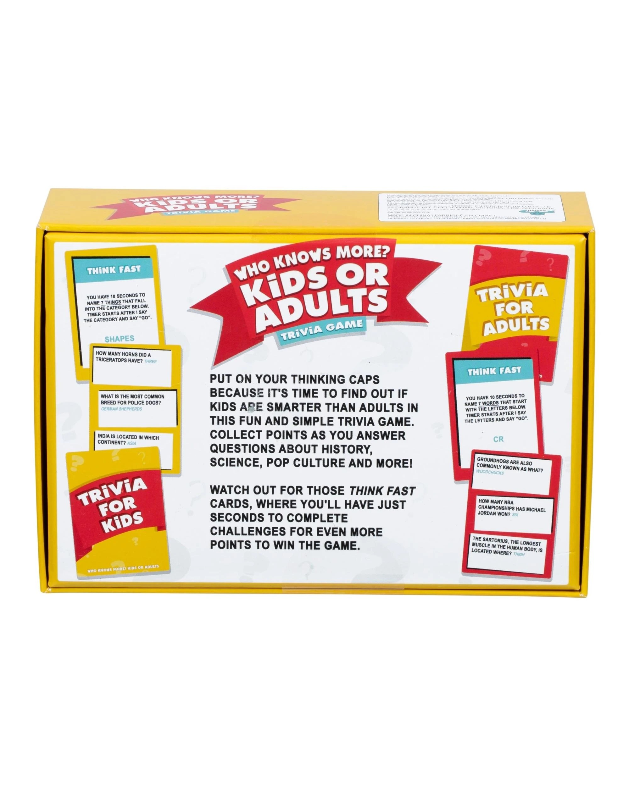 9 Who Knows More? Kids or Adults Trivia Game, 9 of 9