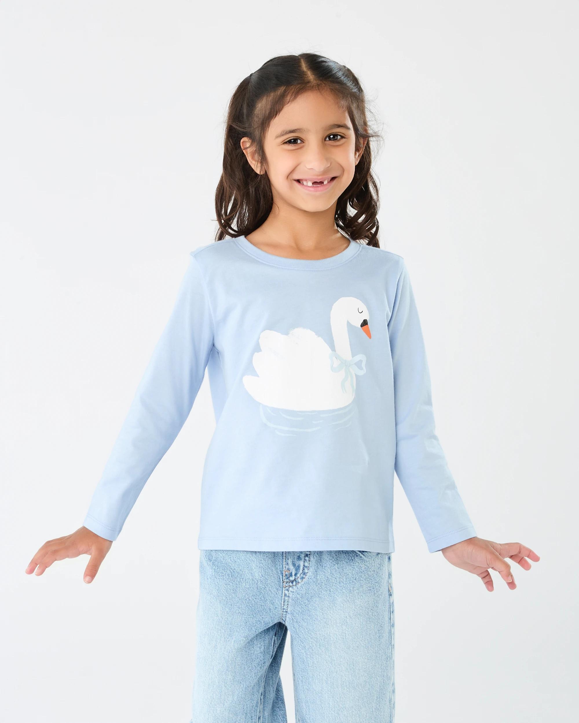 1 Print T-shirt Blue Swan, 1 of 8