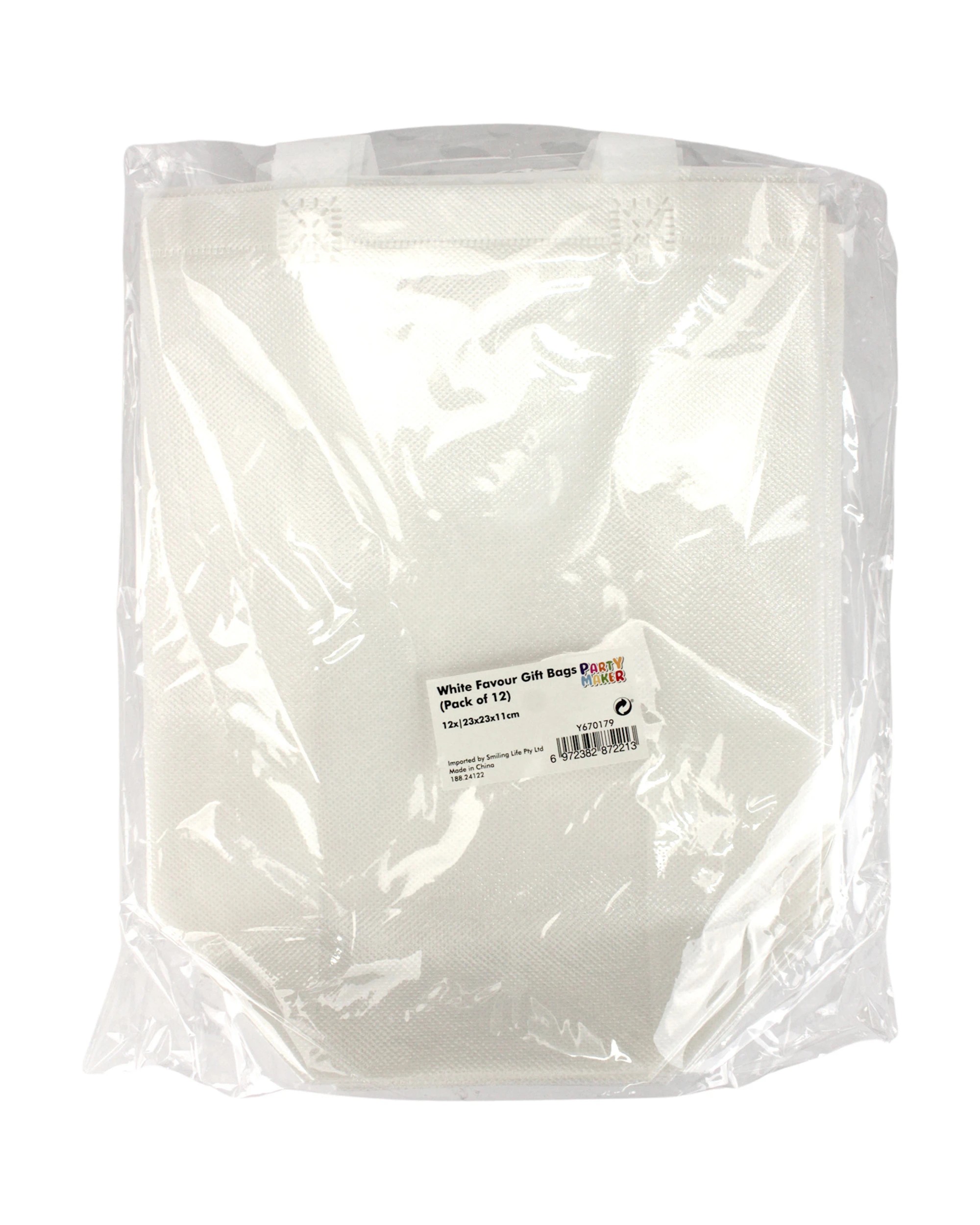 3 Party Maker Party Tote Bags Pack of 12 - White, 3 of 3