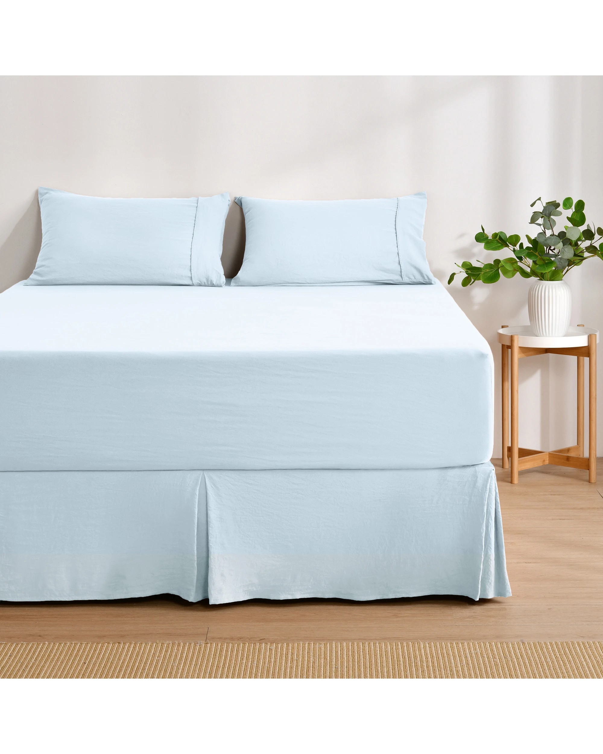 4 Dreamaker Superfine Washed Microfibre Pleated Valance - Double Bed - Ice Blue, 4 of 9