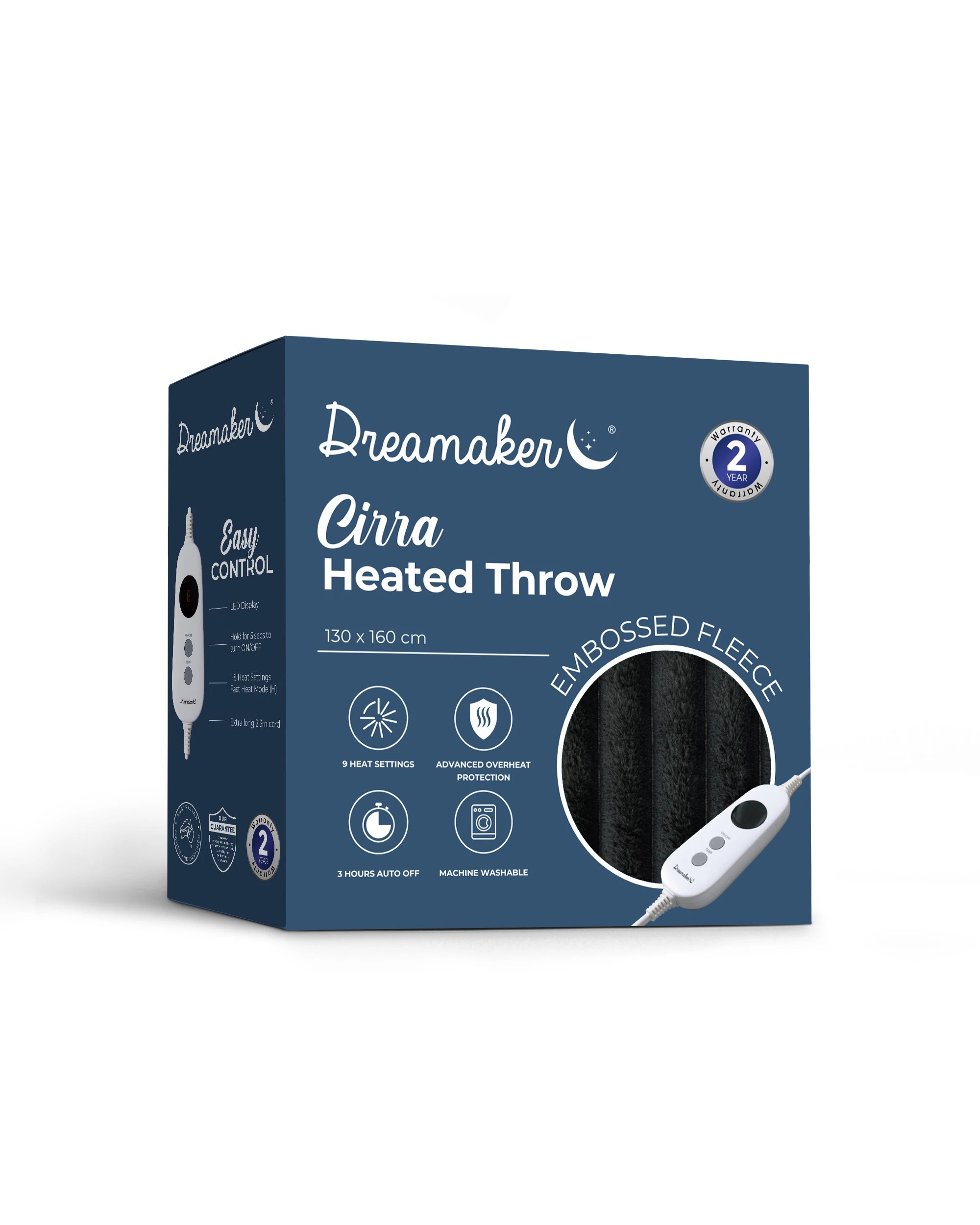 8 Dreamaker Cirra Chunky Embossed Fleece Heated Throw 130x160cm - Charcoal, 8 of 8