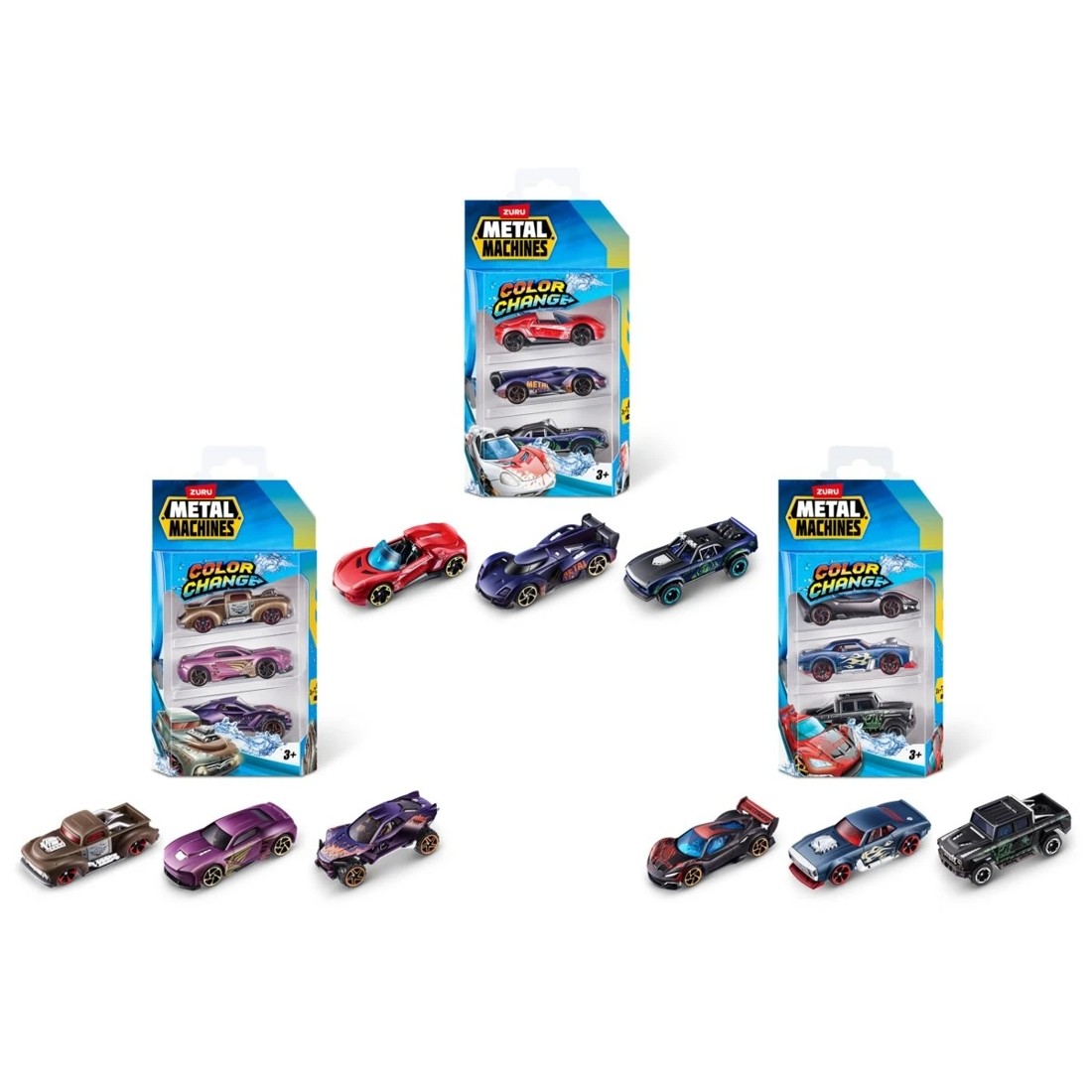 1 3 Pack Zuru Metal Machines Color Change Cars - Assorted, 1 of 8