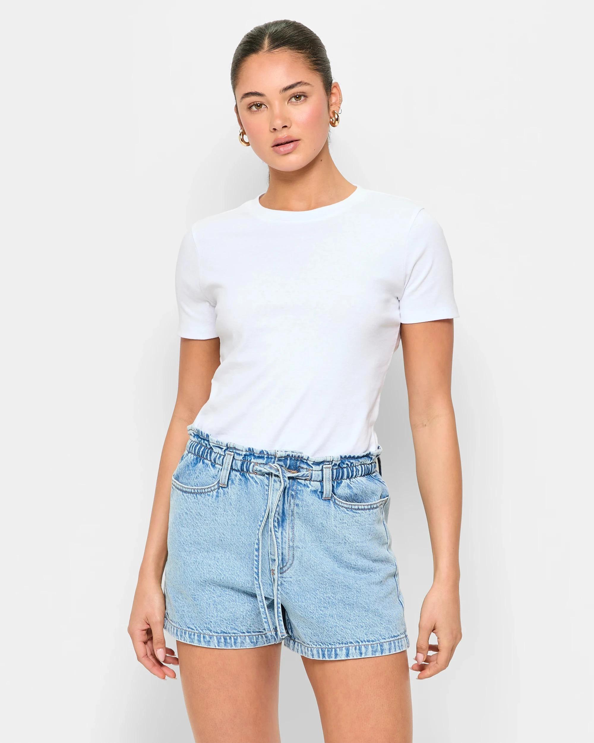 1 Denim Paperbag Shorts - Lily Loves ICONIC LIGHT INDIGO, 1 of 5