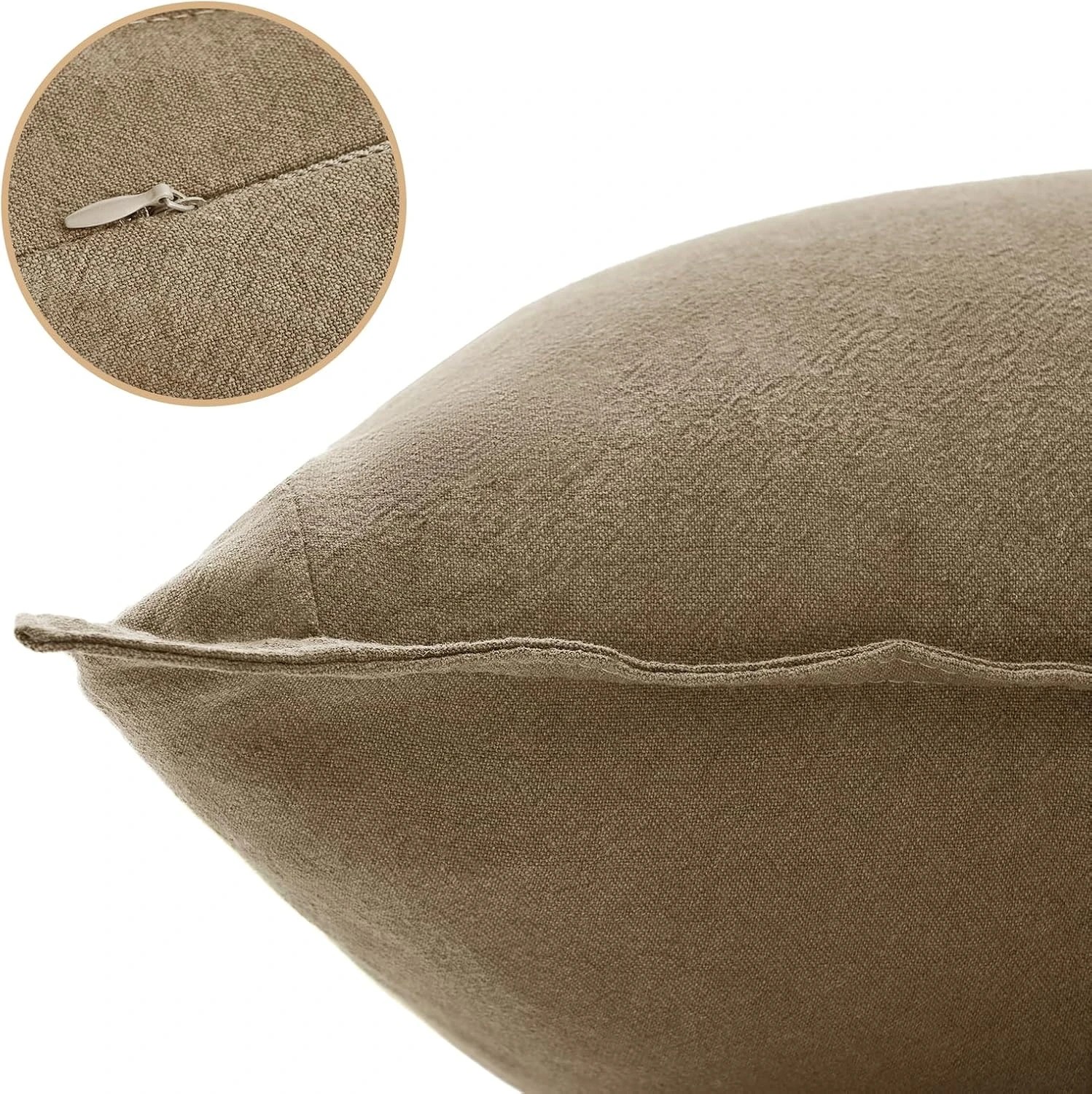 2 Gioia Casa 2-Pack Linen-Cotton Blend Cushion Covers 45x45cm - Tan, 2 of 4