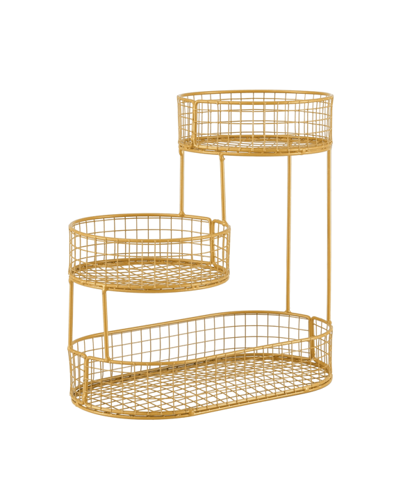 5-Star Chef 3 Tier Fruit Basket Bowl Space Saving Kitchen Food Storage Organiser Golden - Gold