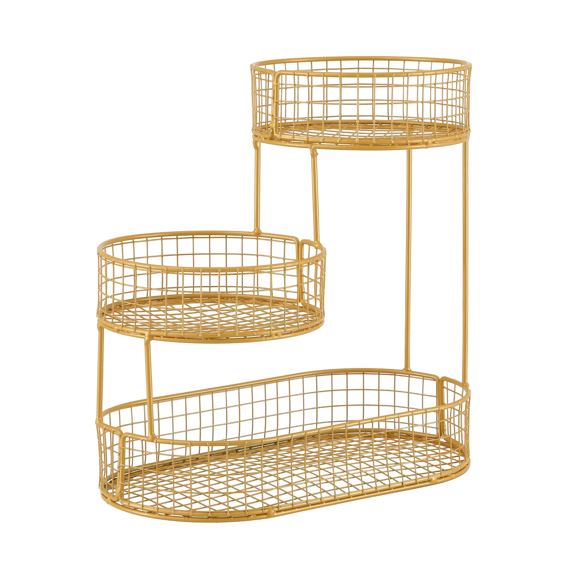 1 5-Star Chef 3 Tier Fruit Basket Bowl Space Saving Kitchen Food Storage Organiser Golden - Gold, 1 of 7