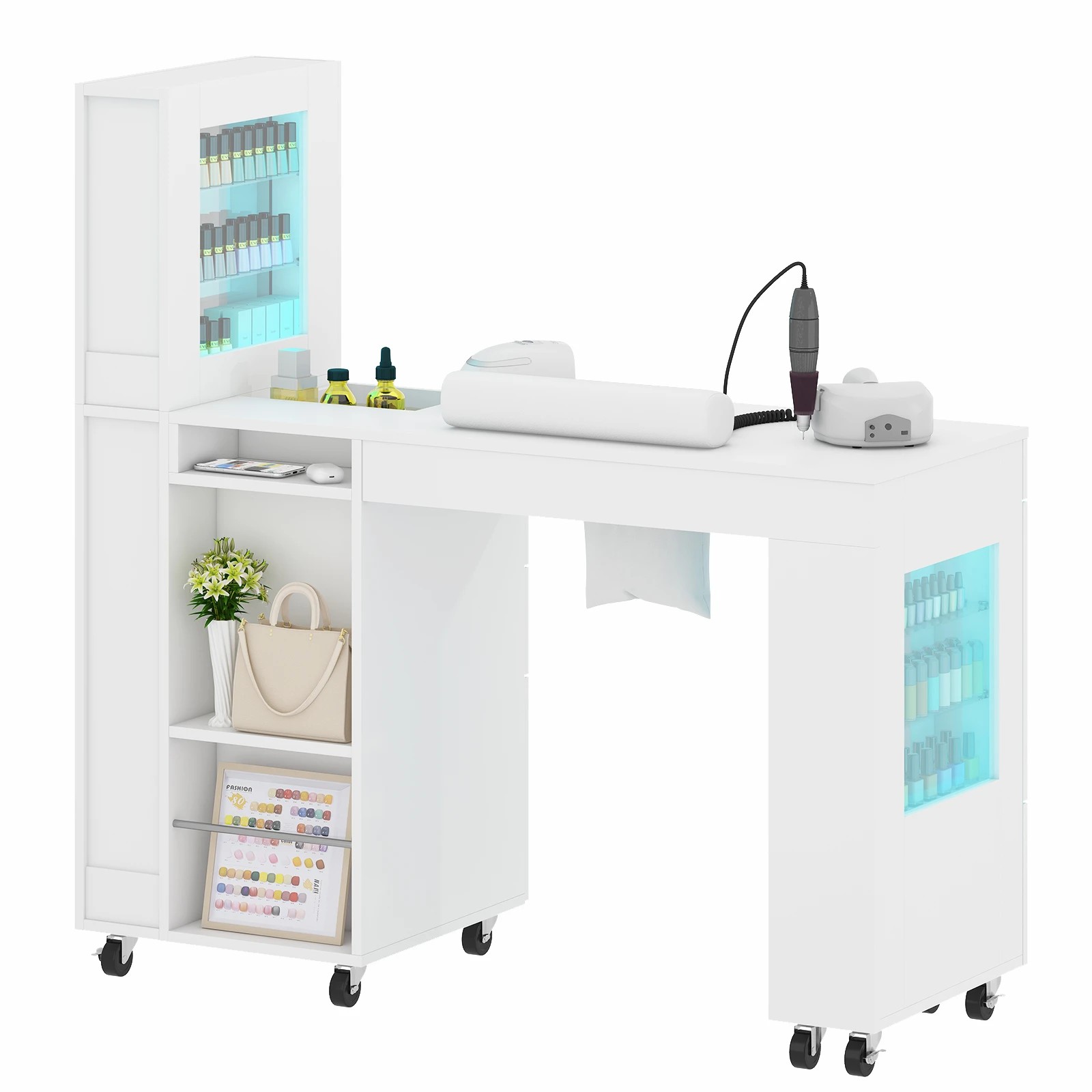 5 Advwin Manicure Table With Led Light Display Cabinet Dust Collector, 5 of 9