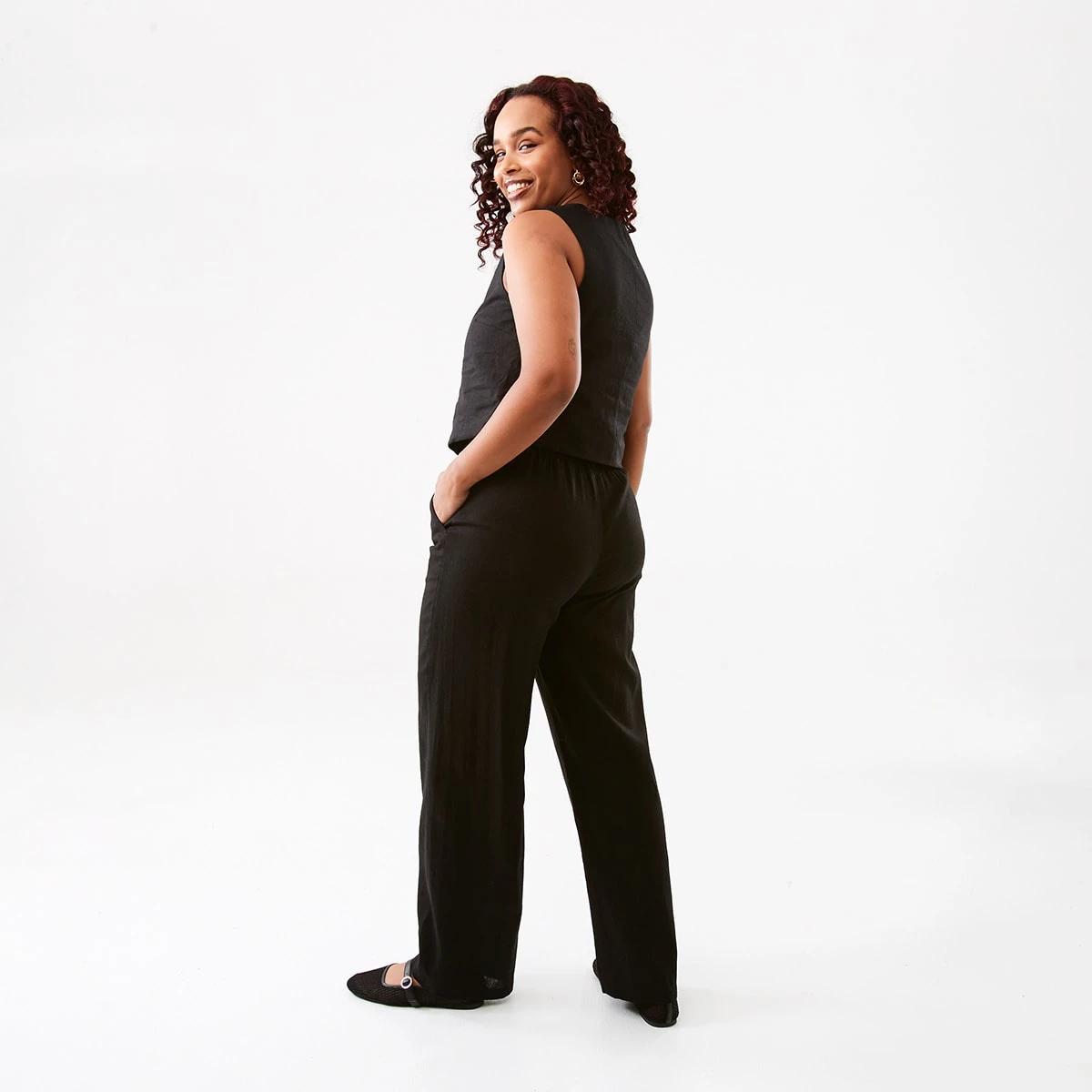 4 Smart Linen Blend Pants Black, 4 of 6