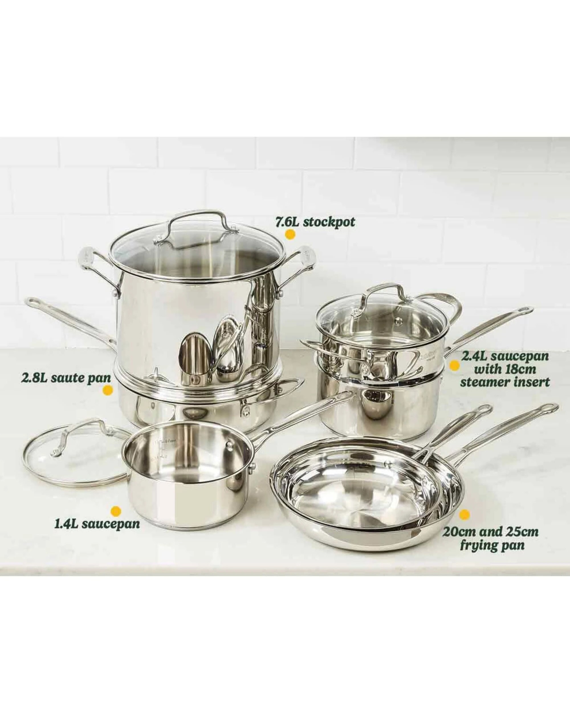 2 Cuisinart Chef's Classic Stainless Steel 11 Piece Cookware Set, 2 of 5