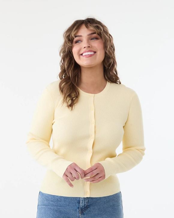 Long Sleeve Rib Button Through Top