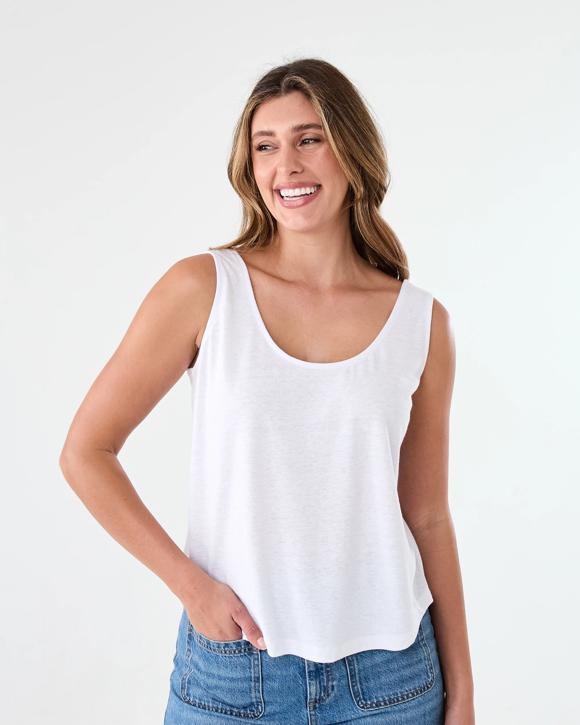Sleeveless Linen Blend Scoop Neck Tank