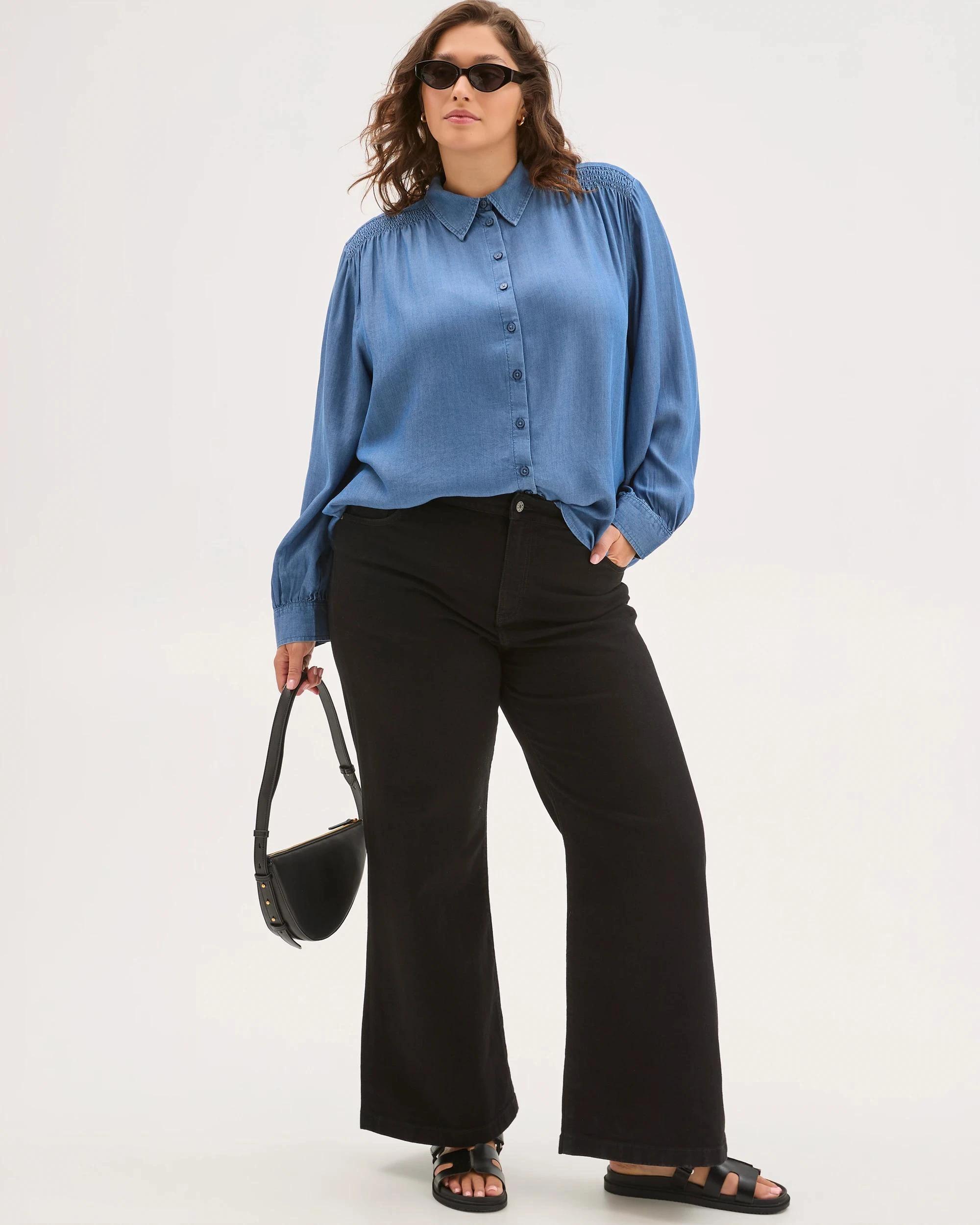 1 Target Curve Plus Size Chambray Shirt VINTAGE WASH, 1 of 6