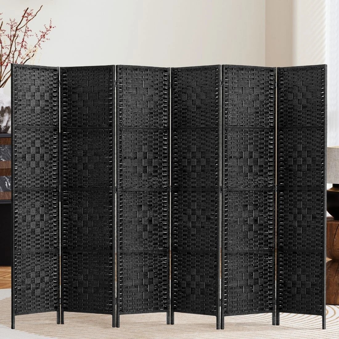 3 Artiss 6 Panel Room Divider Screen 245x170cm Woven - Black, 3 of 8