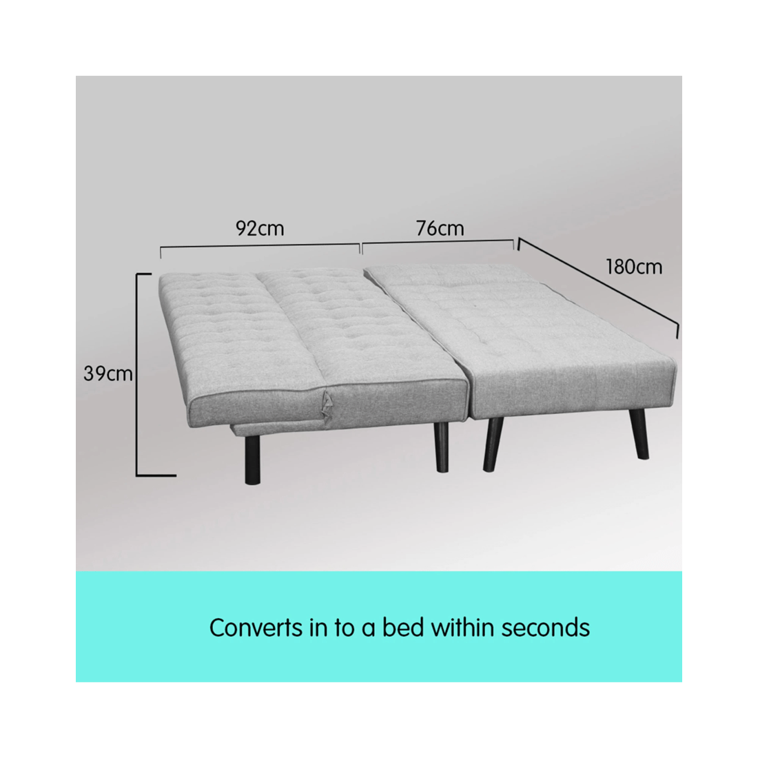 4 Sarantino 3-seater Corner Wood Sofa Bed Lounge Chaise Sofa Light Grey, 4 of 6