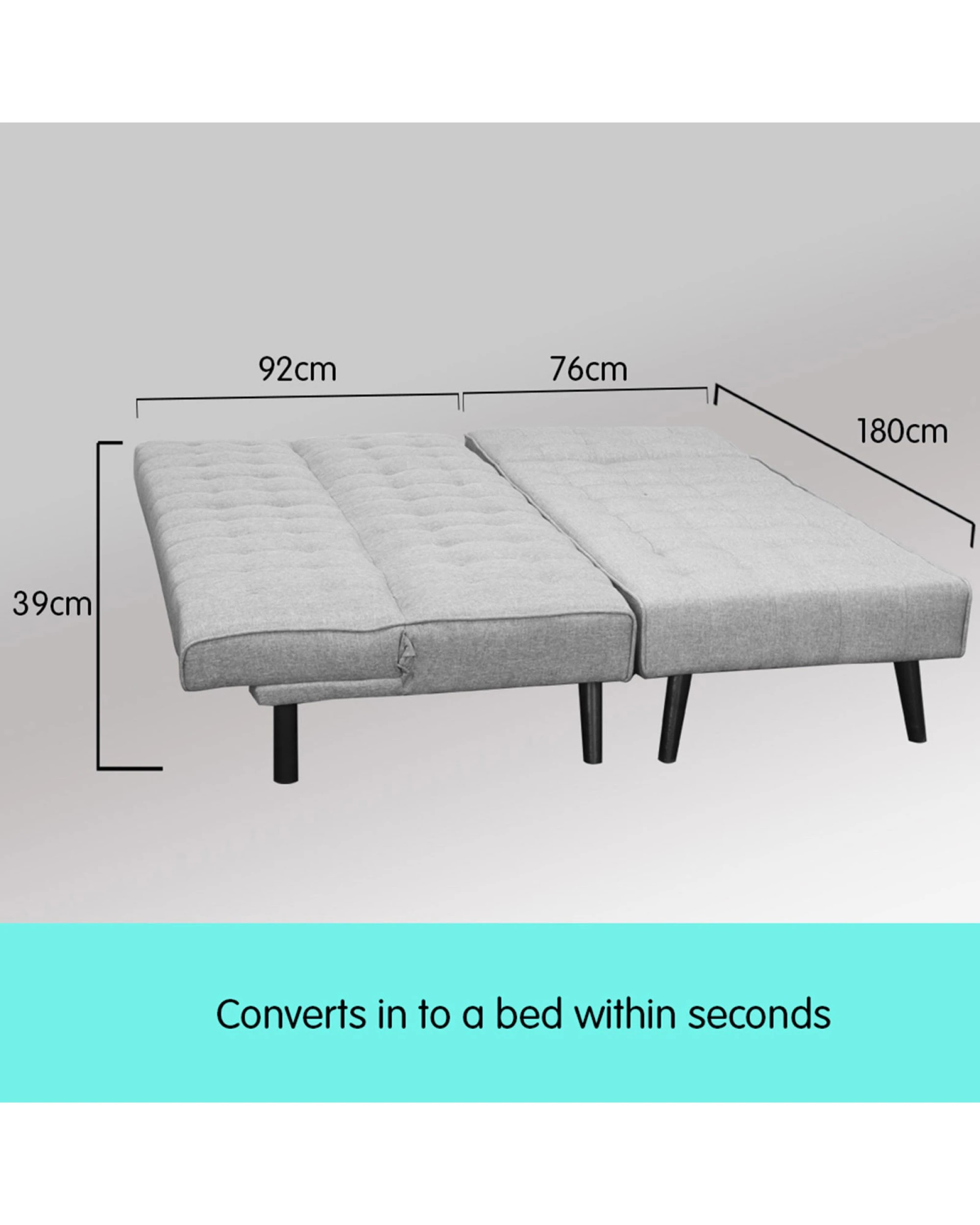 4 Sarantino 3-seater Corner Wood Sofa Bed Lounge Chaise Sofa Light Grey, 4 of 5