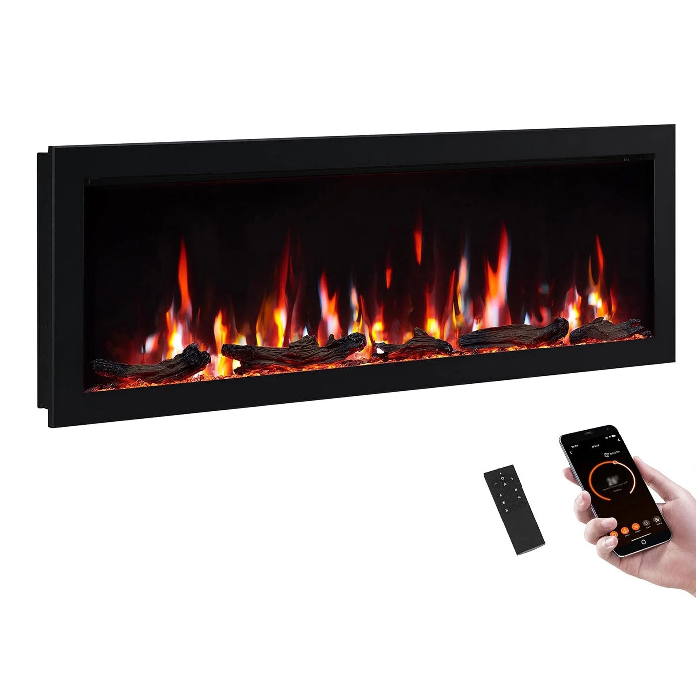 4 Moda Living Aria 50 inch Electric Fireplace - Black, 4 of 7