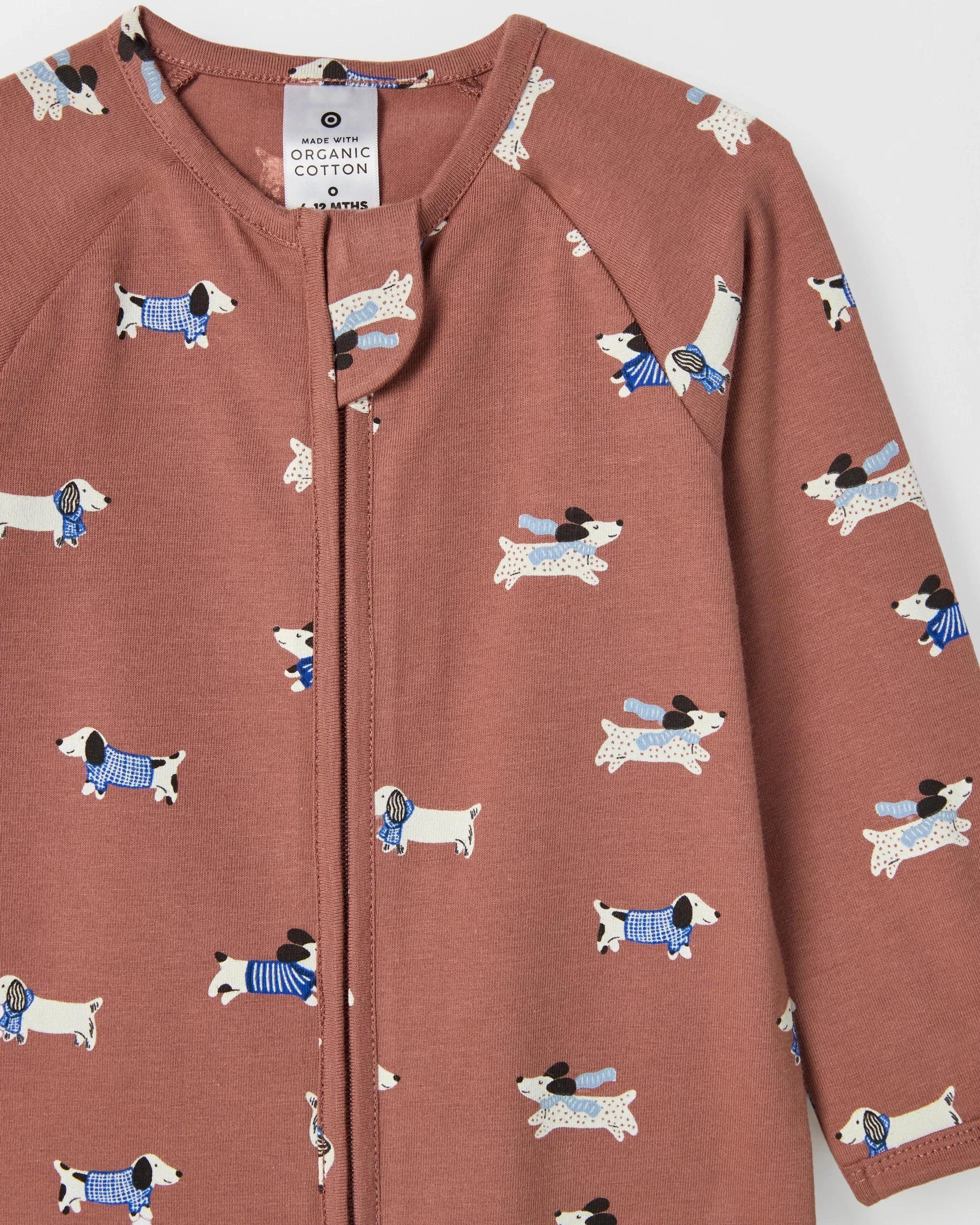 4 Target Baby Baby Organic Cotton Zip Front Footless Coverall SAUSAGE DOG, 4 of 4