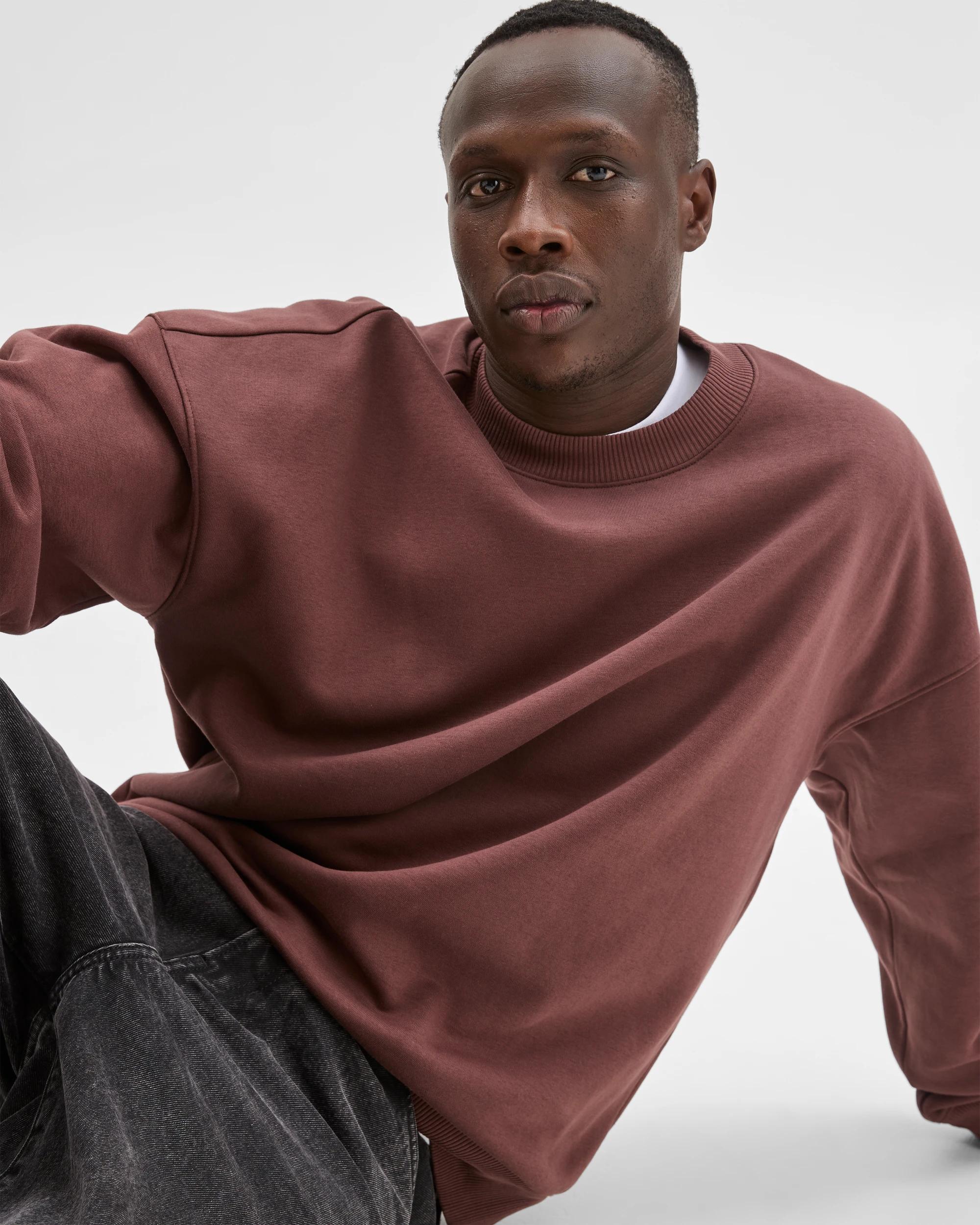 7 Commons Australian Cotton Blend Oversized Heavyweight Fleece Crew Jumper BURGUNDY, 7 of 7