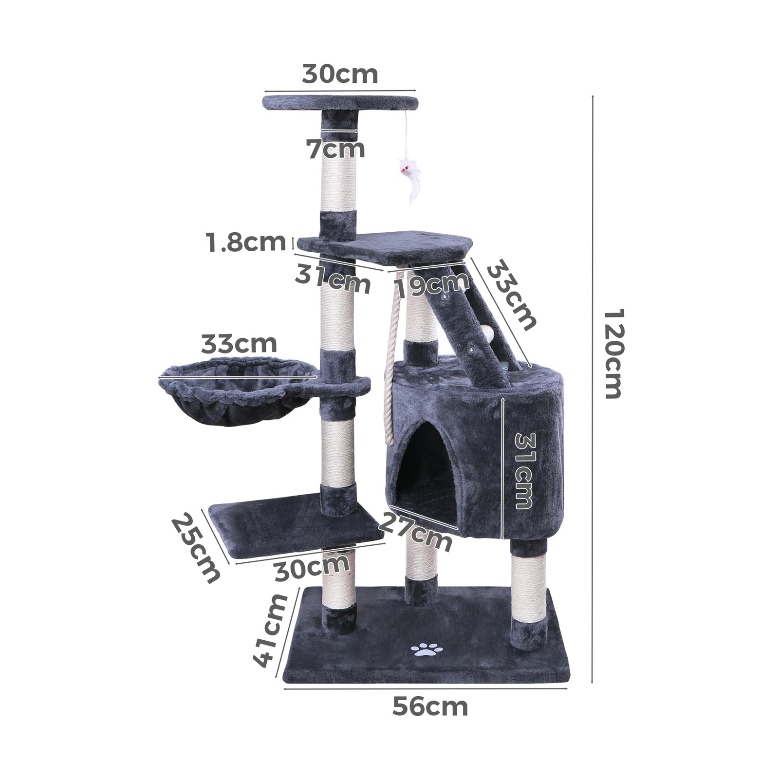 2 Beastie Cat Tower 120CM - Grey, 2 of 7