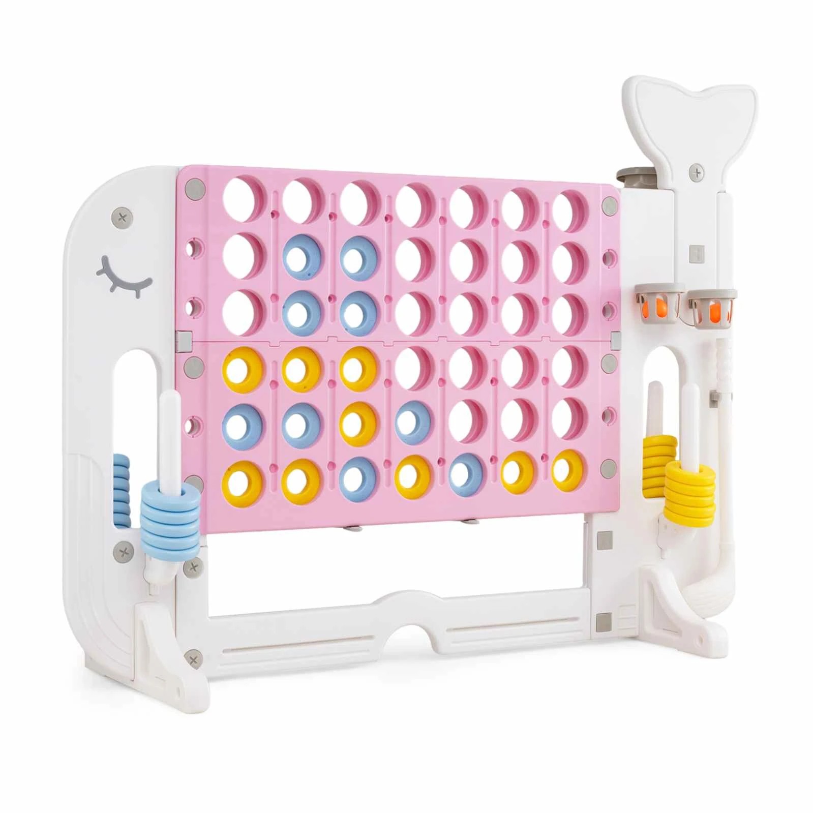 1 Costway Giant Connect 4 In A Row Jumbo 4-to-Score Game Set Ring Toss Basketball Hoop - Pink, 1 of 2