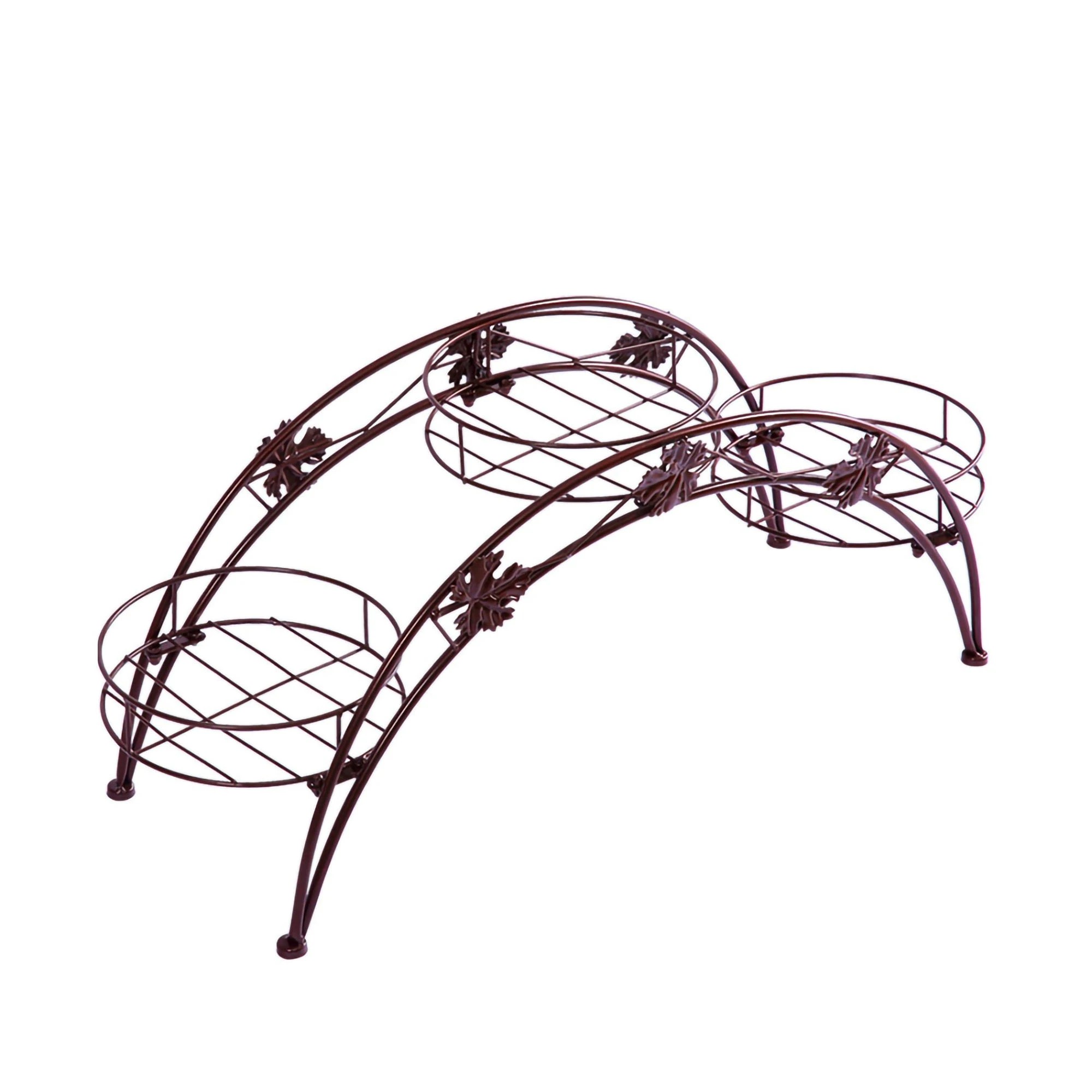 1 Levede Arch Shape Metal Plant Stand with 3 Plant Pot Space - Bronze, 1 of 6