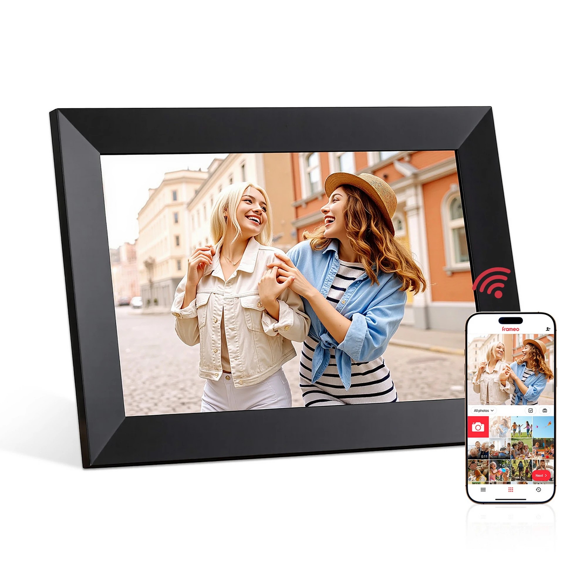 1 Artiss Digital Photo Frame 10.1 Inch WIFI Touch-Screen Picture Video Player 32G - Black, 1 of 9