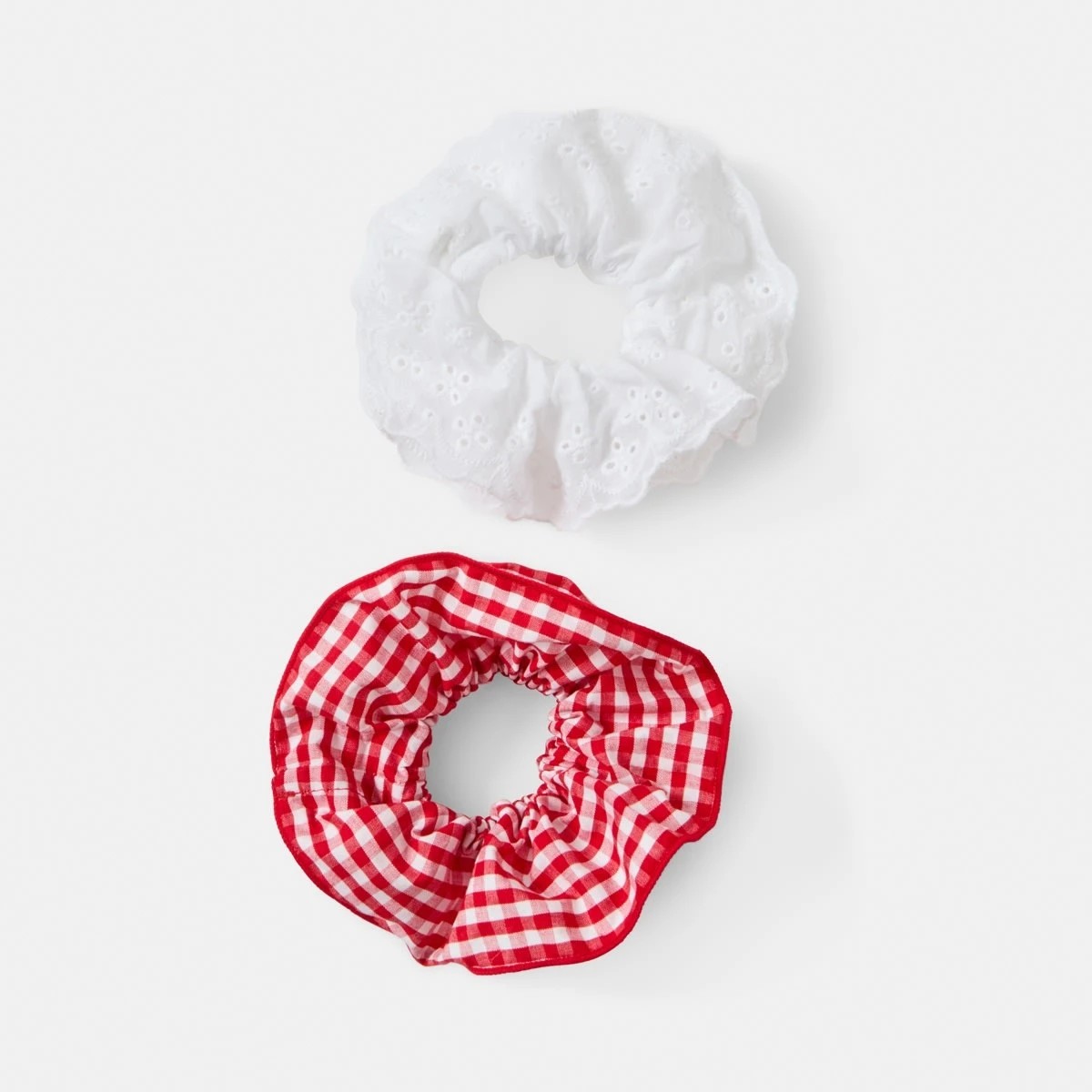 2 2 Pack Frilly Hair Scrunchies - Red and White, 2 of 4