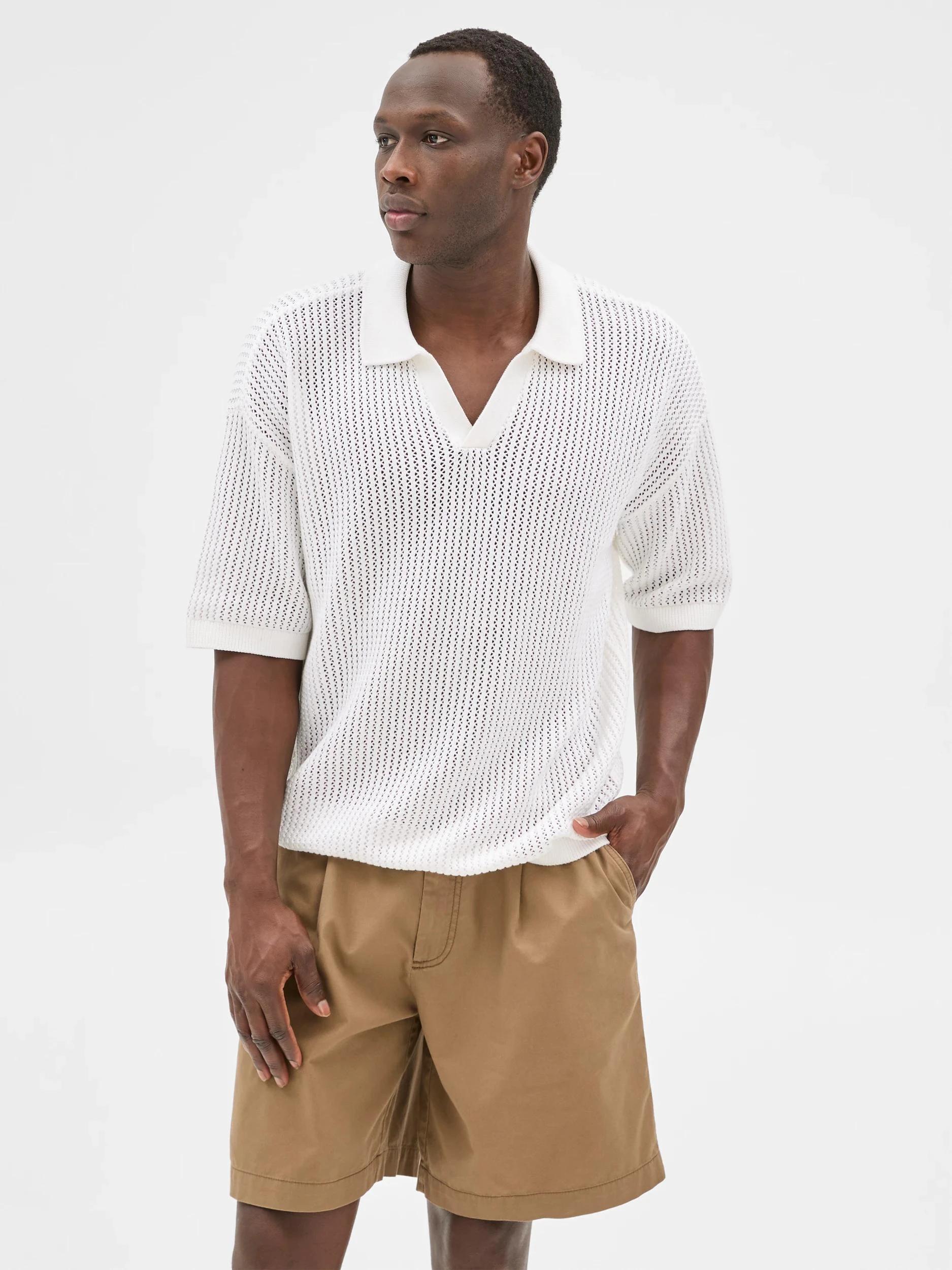 1 Australian Cotton Knit Polo Top - Commons WHITE, 1 of 7