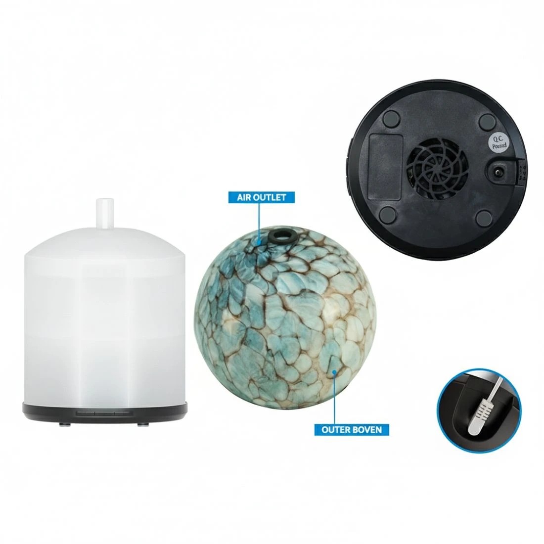 4 Devanti Aroma Diffuser Aromatherapy Glass 240ml - Multi, 4 of 6