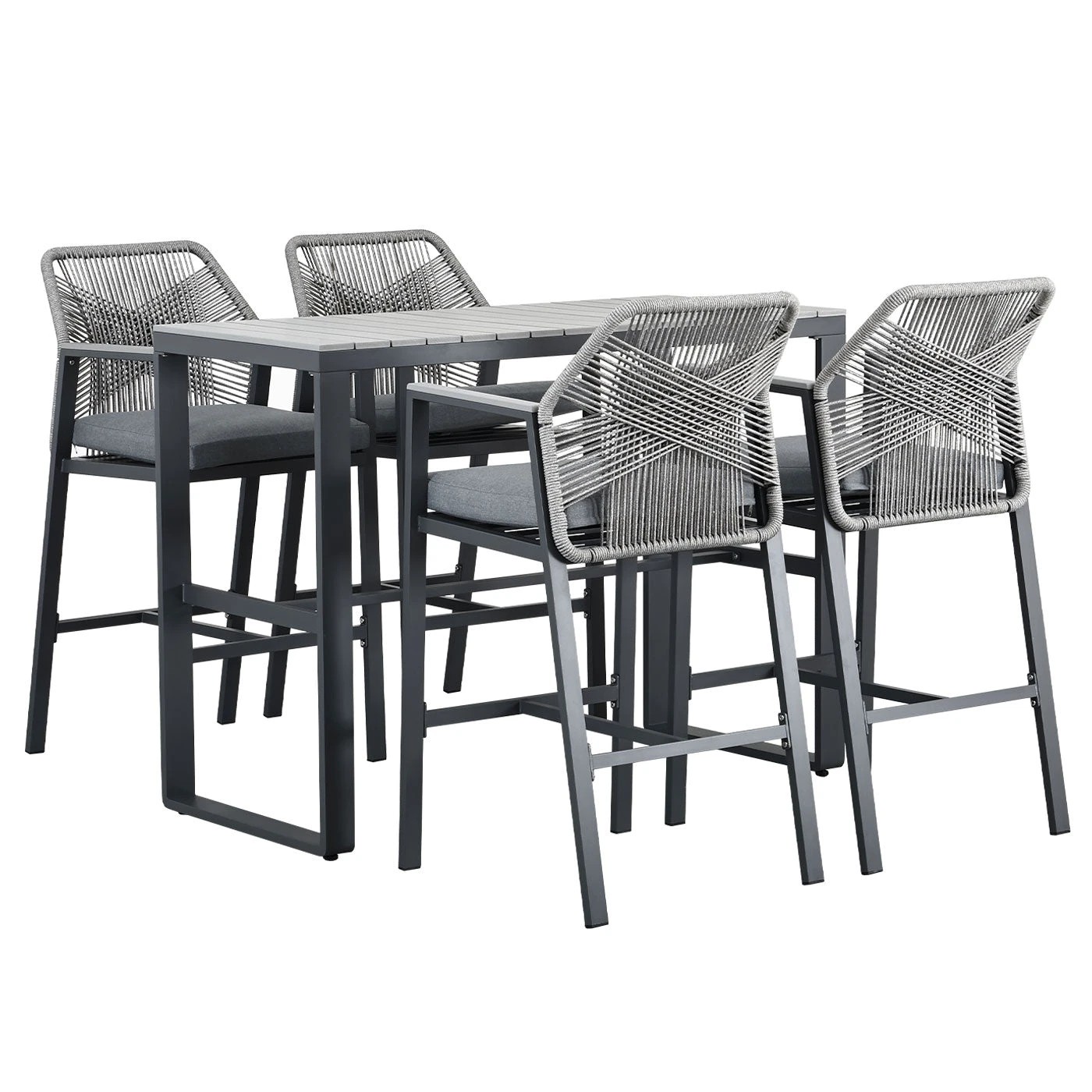 4 Moda Living Brighton Aluminium 5-Piece Outdoor Bar Table and Stool Set - Charcoal, 4 of 9