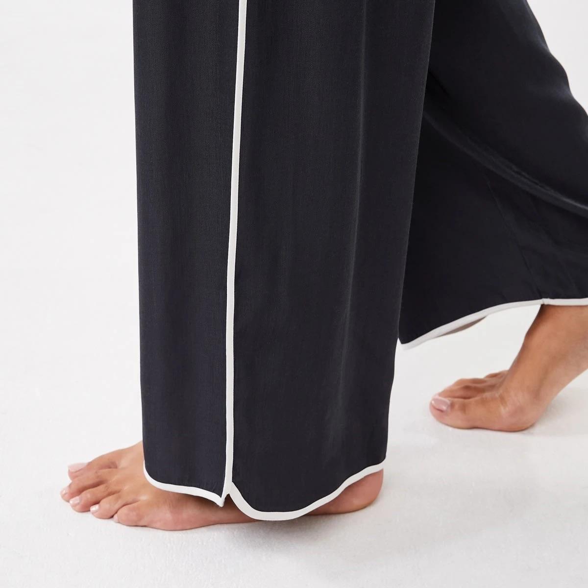 9 Matte Satin Long Sleeve Top and Pants Pyjama Set Wshd Slate, 9 of 9