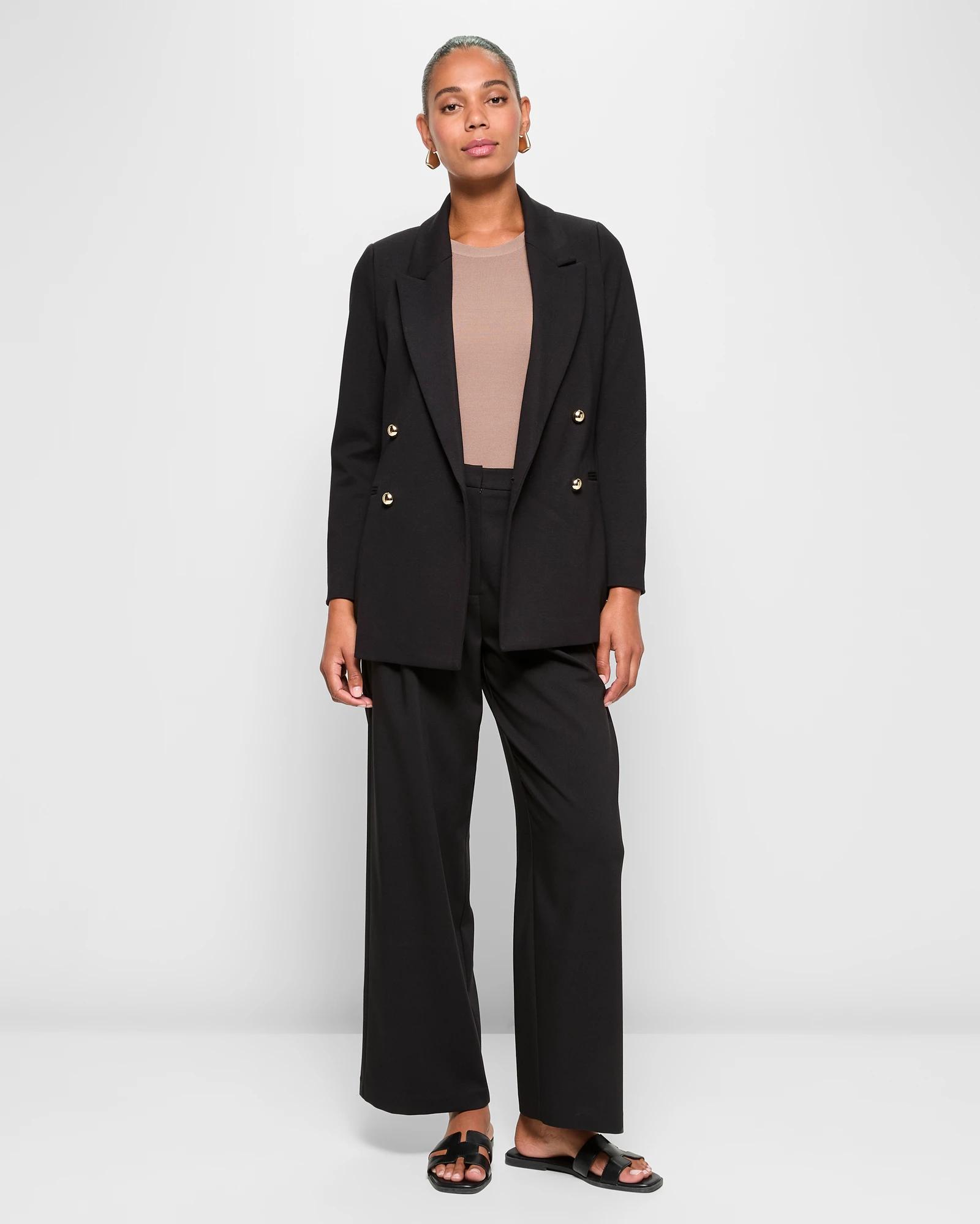 1 Preview Jett Double-breasted Blazer - Black With Gold Buttons BLACK, 1 of 5