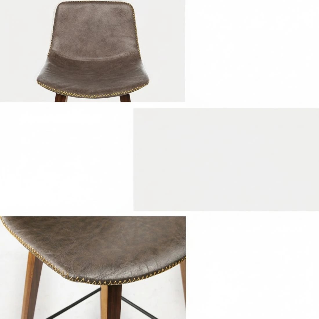 3 Artiss 4x Bar Stools Vintage Leather Wooden - Brown, 3 of 5