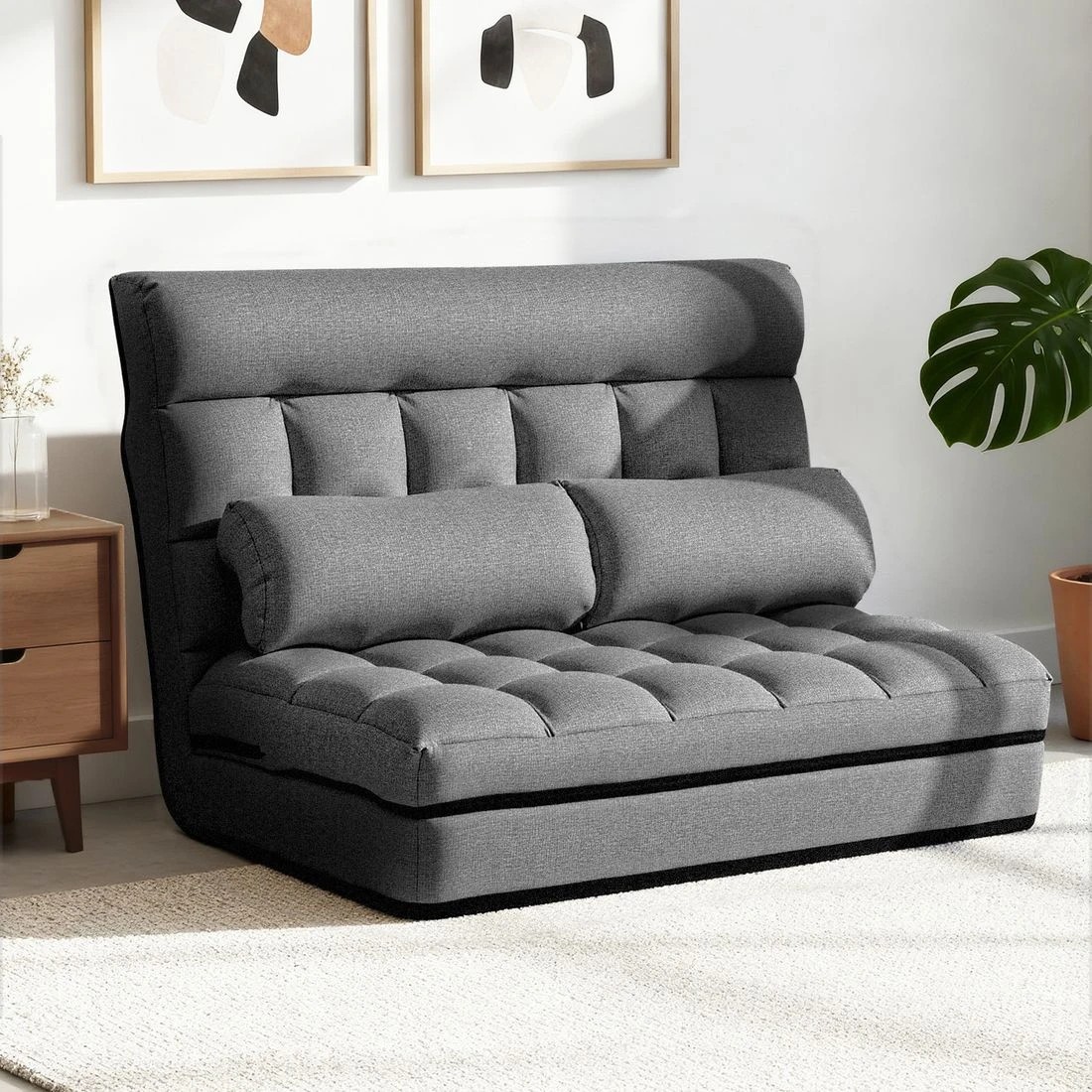 3 Artiss Lounge Sofa Bed 2-seater - Grey, 3 of 6