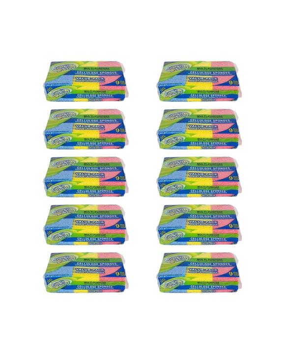 Fresh Start 10x 9pc Multipurpose Cleaning Cellulose Sponge Value Pack - Multi