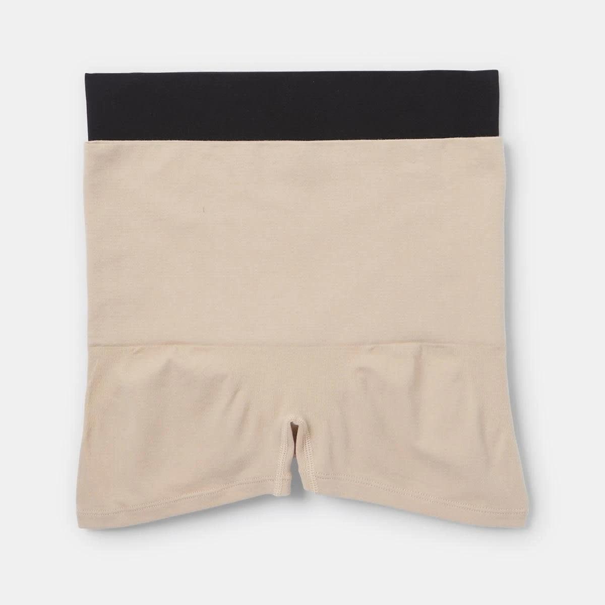 1 2 Pack Cotton Blend Seamfree Shaping Short BLACK, BEIGE, 1 of 7