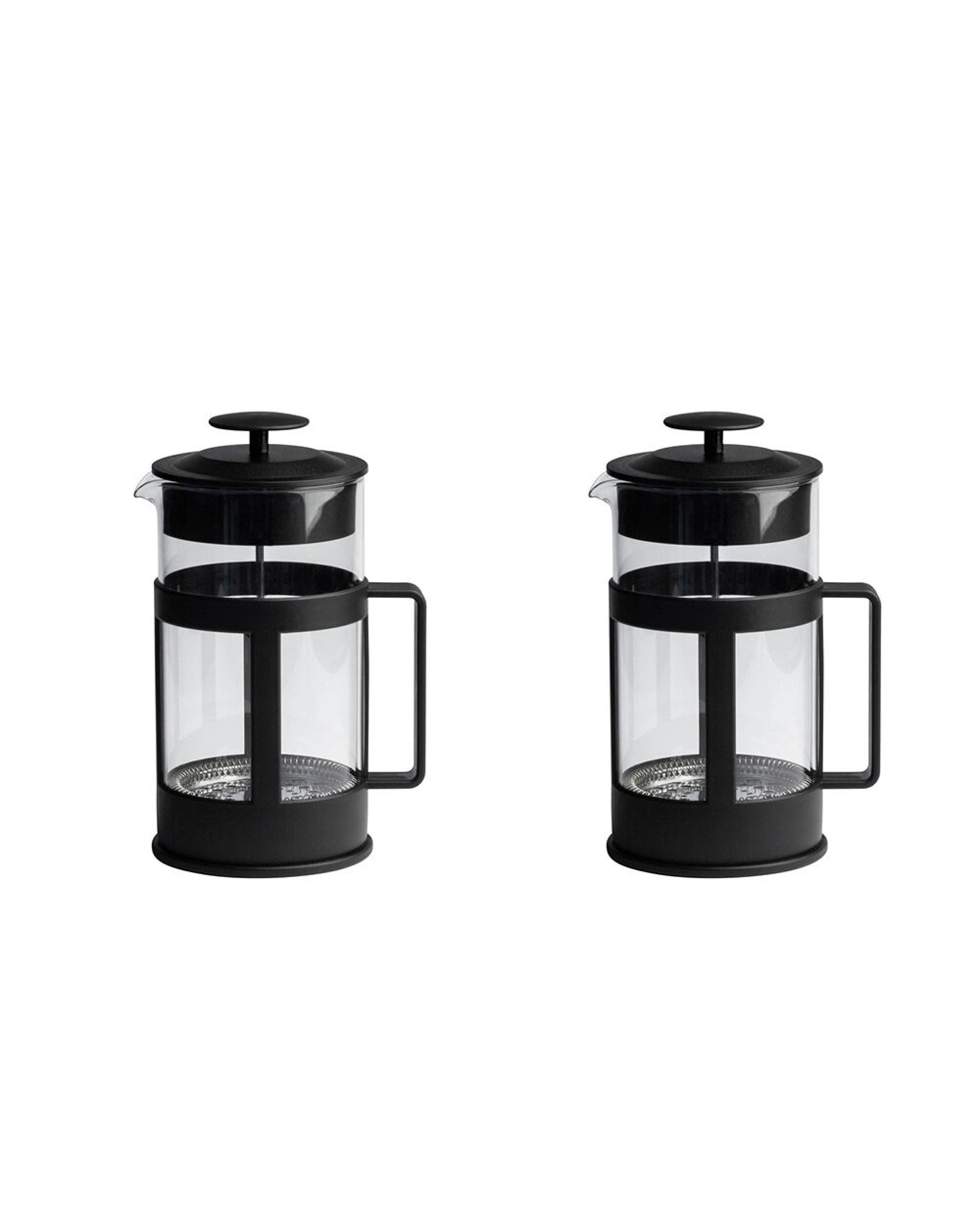 1 Euroline 2x 1L Tea & Coffee Glass Plunger French Press (1000ml) - Black, 1 of 3